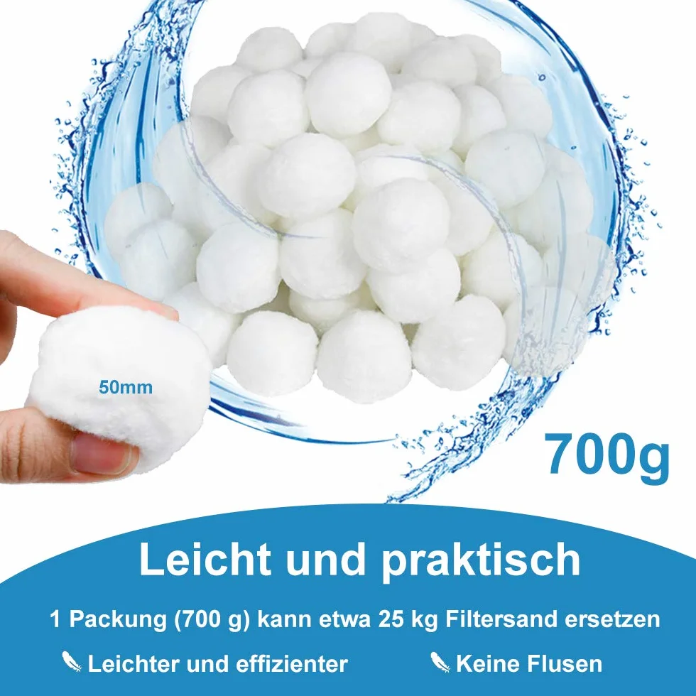 LZQ Kulki filtrujące z filtrem, materiał filtrujący, 700 g, zastępują 25 kg piasku filtrującego, filtr piaskowy do basenu, biały
