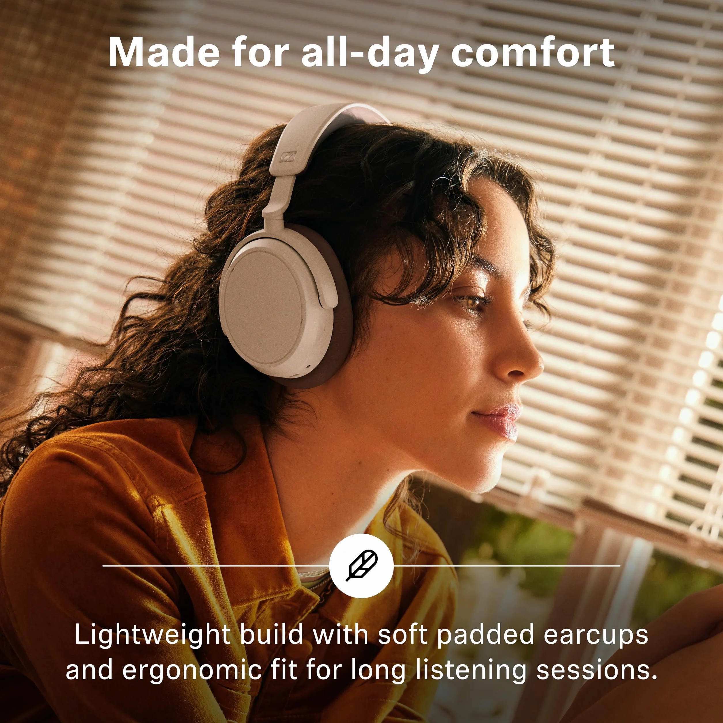 Sennheiser ACCENTUM Plus bezprzewodowe słuchawki Bluetooth – funkcja szybkiego ładowania, czas odtwarzania baterii 50 godzin, adaptacyjne hybrydowe ANC, personalizacja dźwięku, sterowanie dotykowe