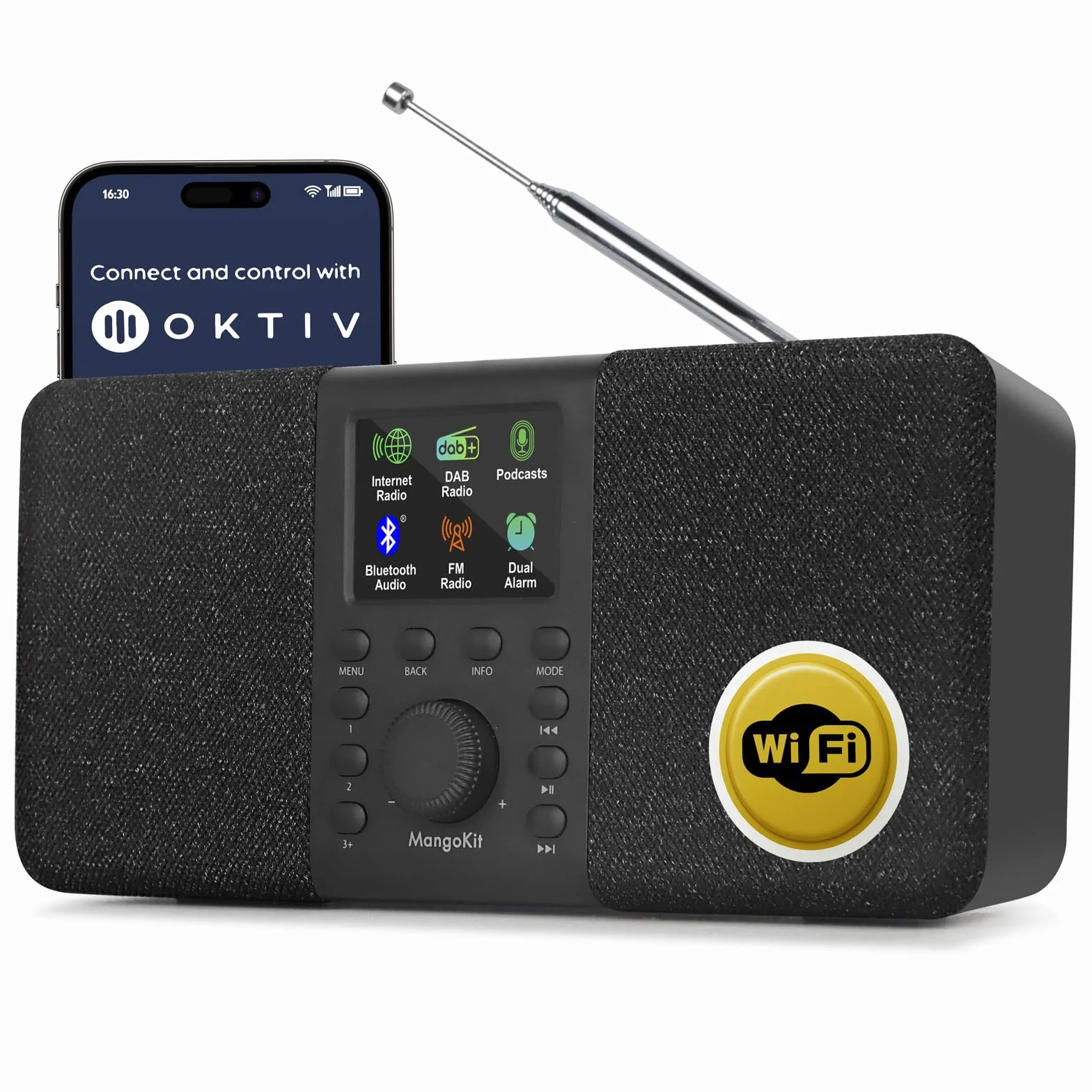 SR20 Stereo radio internetowe WLAN, DAB z Bluetooth, DAB Plus, cyfrowe, internetowe FM, kuchenne, odtwarzacz podcastów, zdalne sterowanie aplikacją, kolorowy