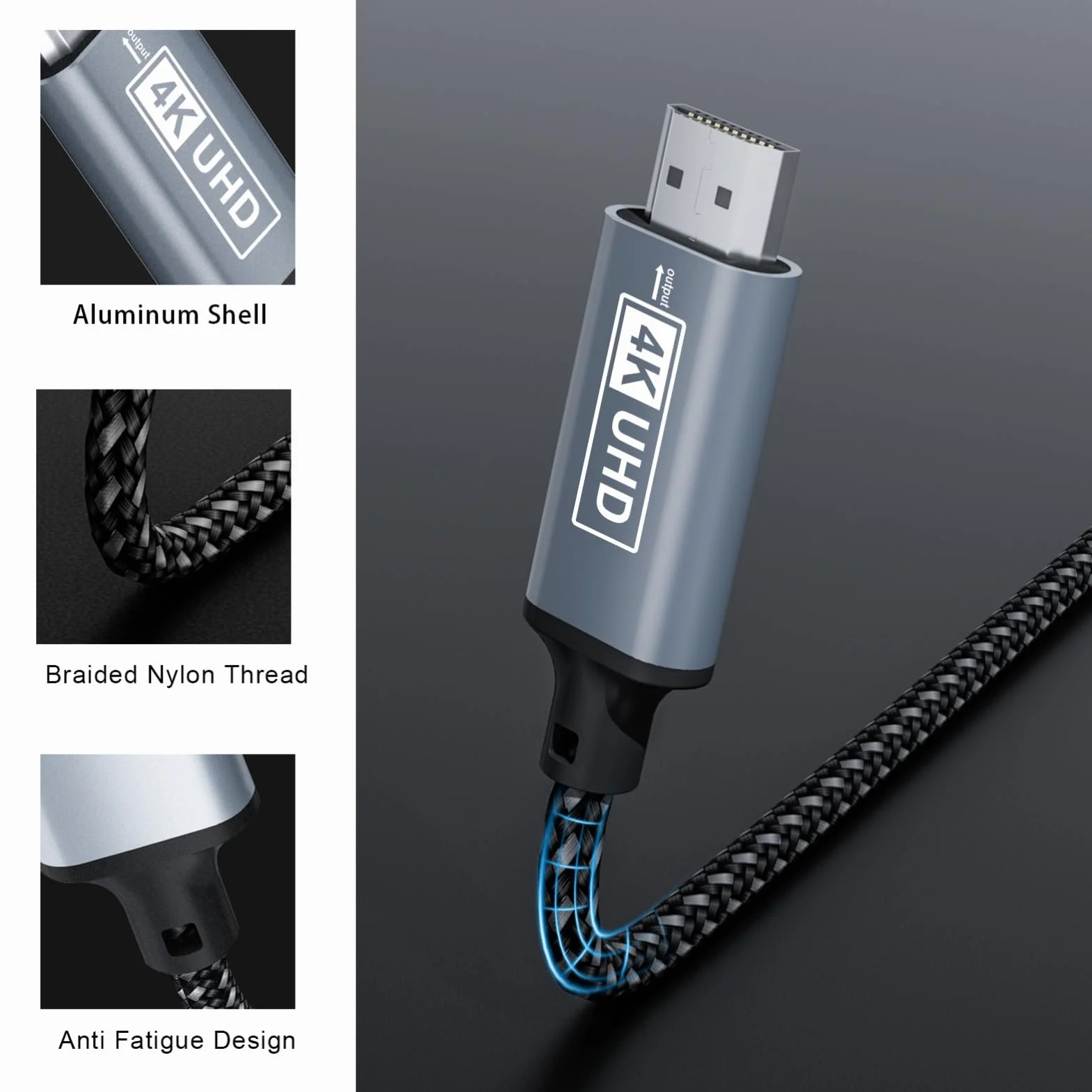 DisplayPort Auf HDMI,4K Displayport to HDMI kabel 5M,Unidirektionaler DP auf HD MI,Nylon Geflochten Displayports to HDMI Kompatibel mit Laptops,PC,Dell,HP,HDTV,Projektor AMD NVIDIA
