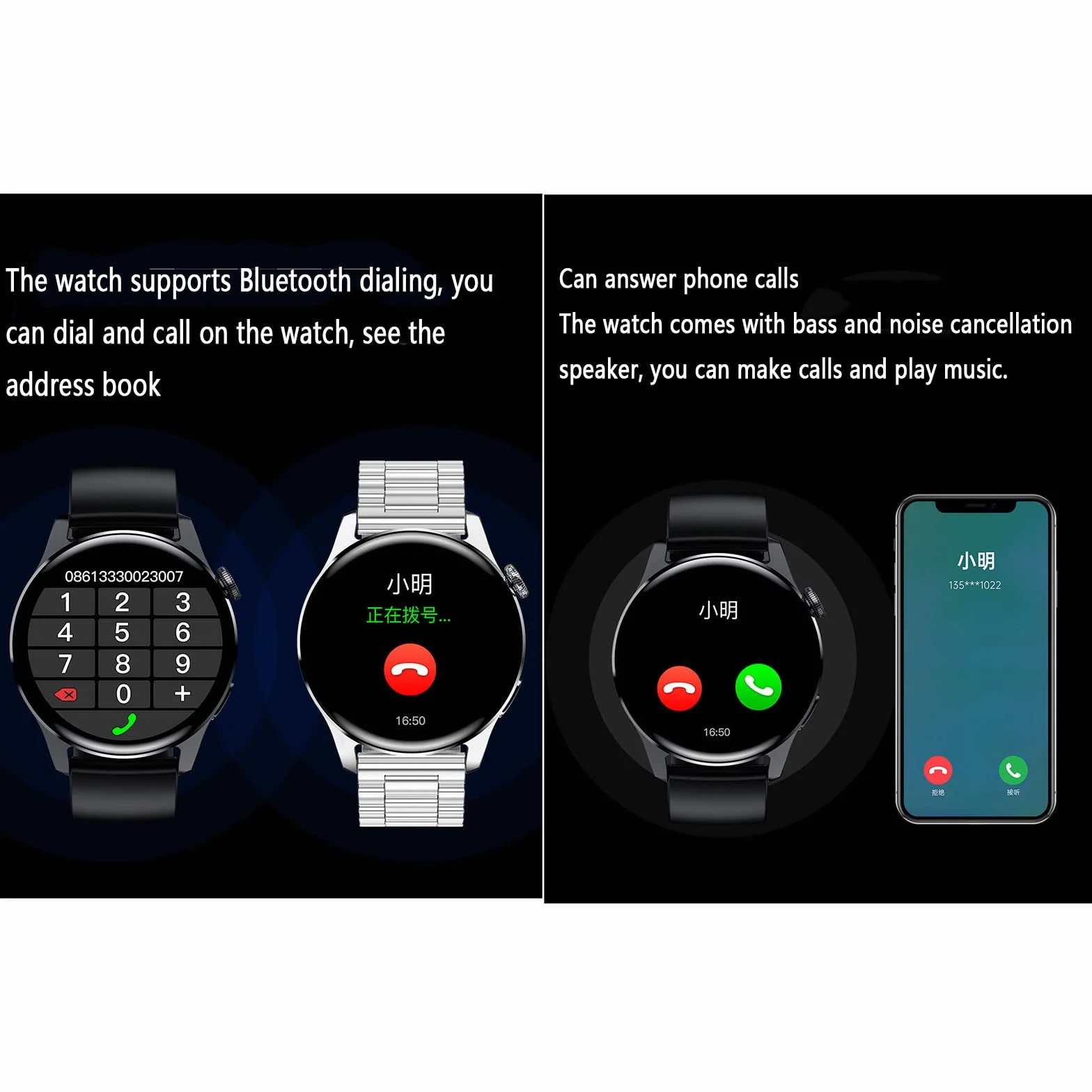 Android Smart Watch dla mężczyzn inteligentne zegarki dla kobiet smartwatch z funkcją połączenia i tekstem opaska na nadgarstek Bluetooth rozmowa muzyka robienie zdjęć liczenie kroków, Czarny A