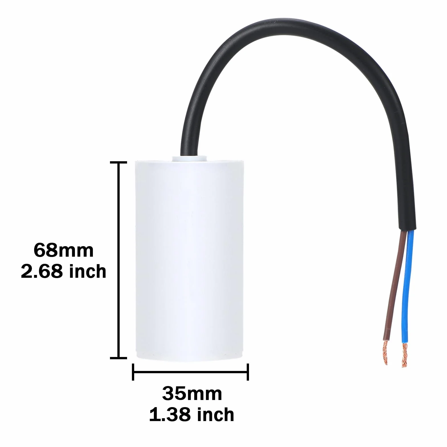 VEXUNGA Kondensator CBB60 8µF 450V Kondensator rozruchowy 8uF Kondensators silnika AC CBB60 SH 8 MFD 450VAC Kondensatory 35x68MM 50/60Hz z kablem