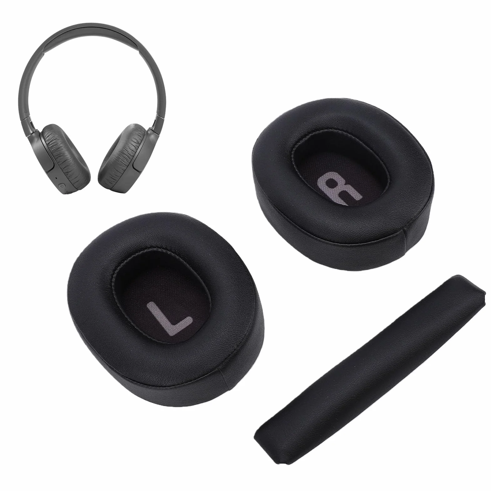 CCYLEZ Wymienne Nauszniki do Słuchawek, Poduszki Nauszne Nauszniki do Tune 710BT 720BT 770NC ze skórą proteinową i gąbką z Pianki Memory Comfort Fit (BLACK)