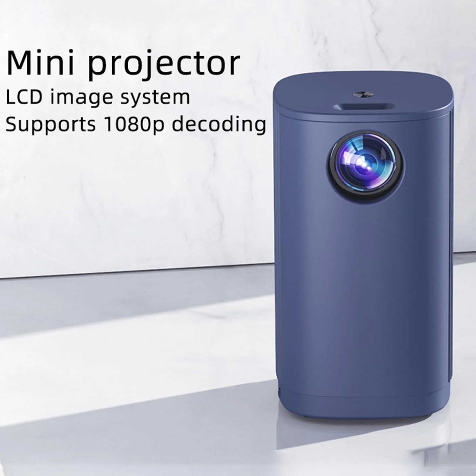 HUIOP Projektor, mini projektor 1080P Bezprzewodowe przenośne projektory filmowe 20 000 godzin żywotność lampy 100 cali wyświetlacz sama technika ekranu wbudowany głośnik i rozpraszanie