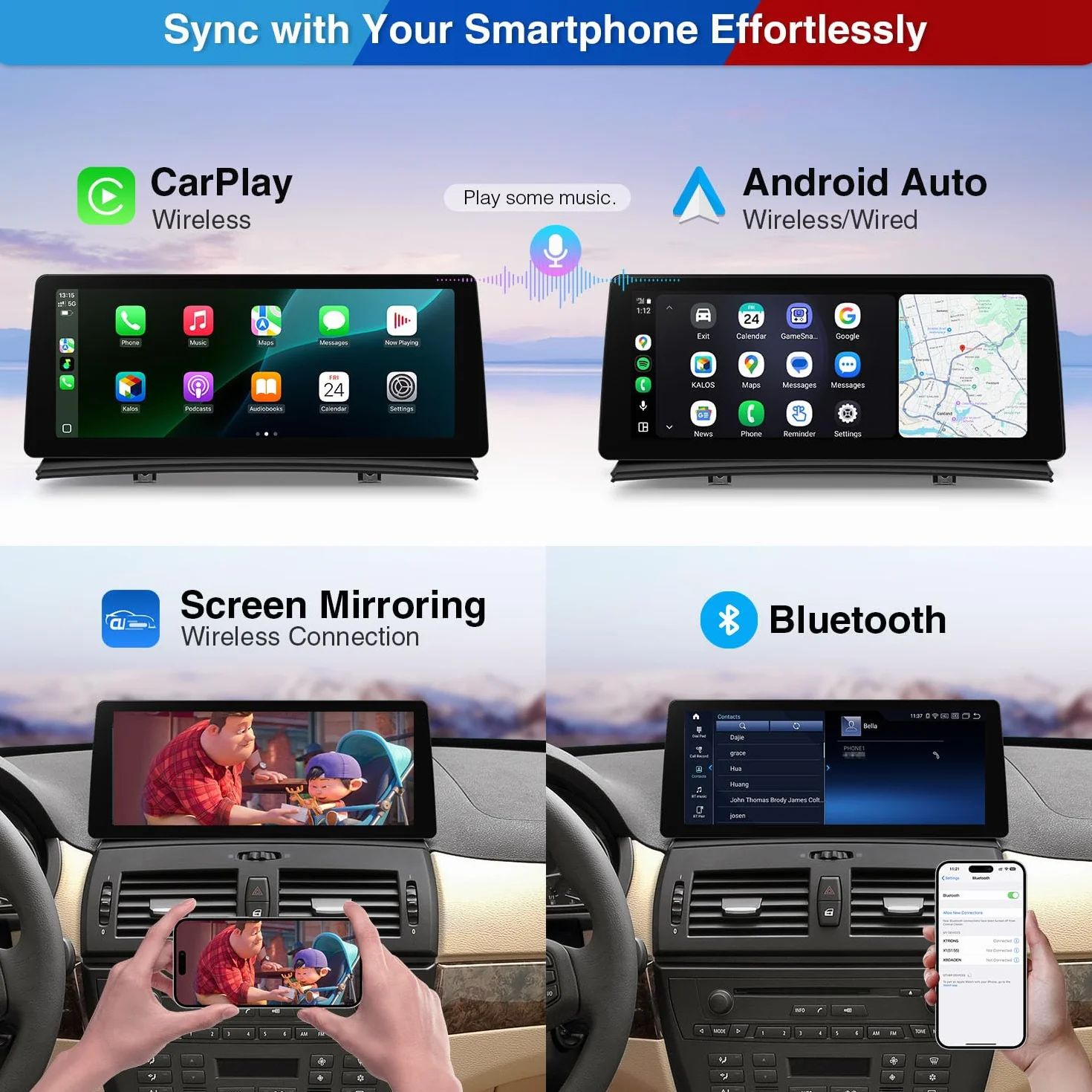 XTRONS Radio samochodowe z systemem Android 14 do BMW X3 E83 (2004-2009) z systemem M-Ask, Qualcomm 680 Octa Core 8+128, odtwarzacz multimedialny 12,3", 2K IPS, wbudowany 4G LTE Car Play Android Auto