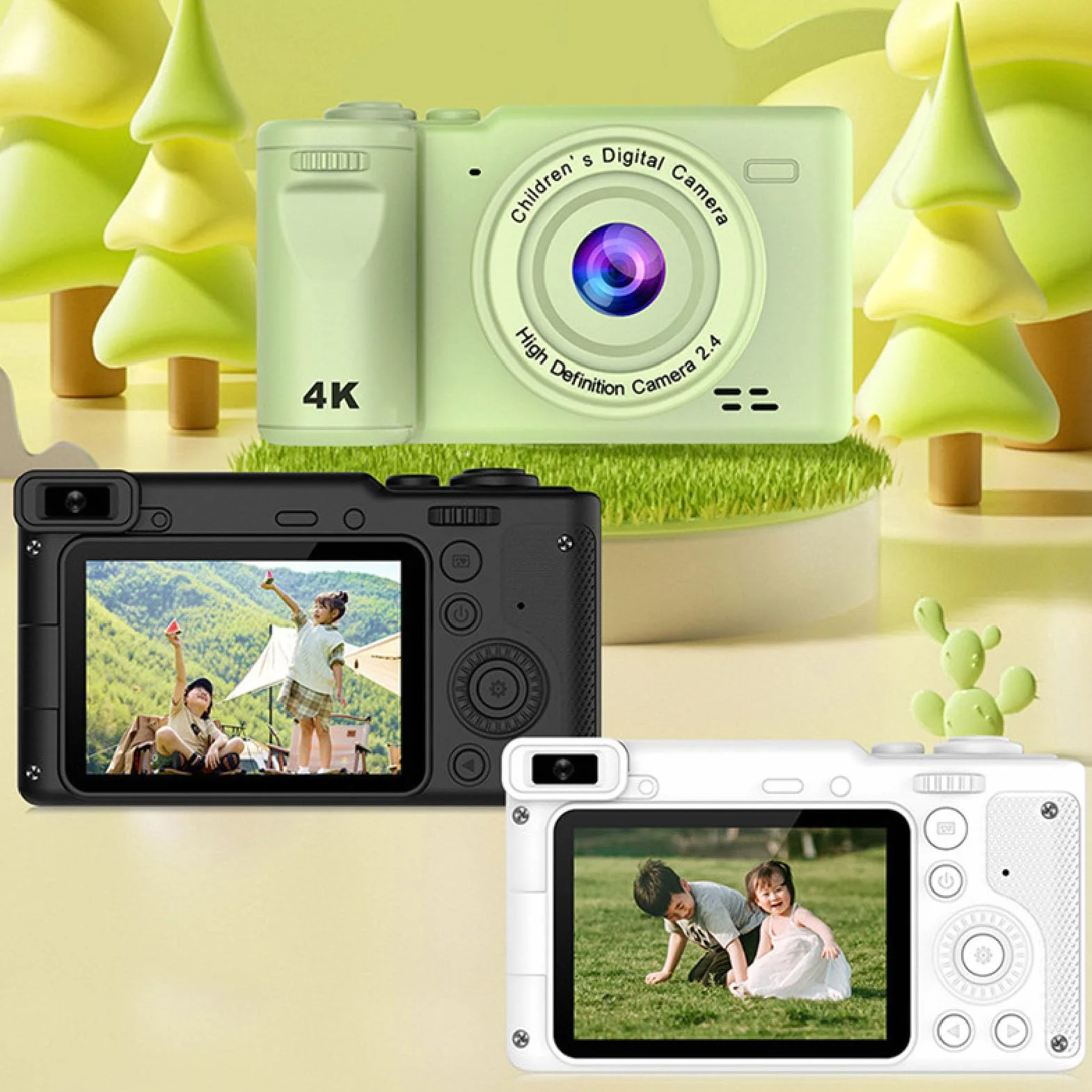 Cyfrowy Aparat Fotograficzny 4K do Fotografii, Kamera Wideo do Vlogowania z 8-krotnym Zoomem i rozdzielczością 1080P, funkcją Automatycznego Ustawiania Ostrości, Zabezpieczeniem