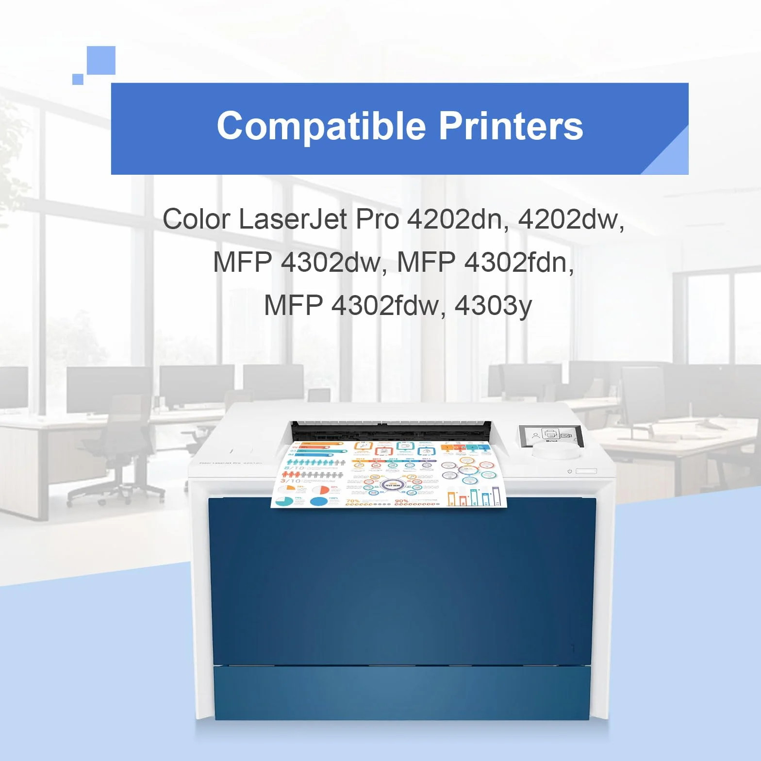 220 A wkład z tonerem zamiennik do HP Color LaserJet Pro 4202dn, 4202dw, MFP 4302dw, MFP 4302fdn, MFP 4302fdw, 4303y - z chipem (2 czarne, 1 cyjan, 1 magenta, 1 żółty)