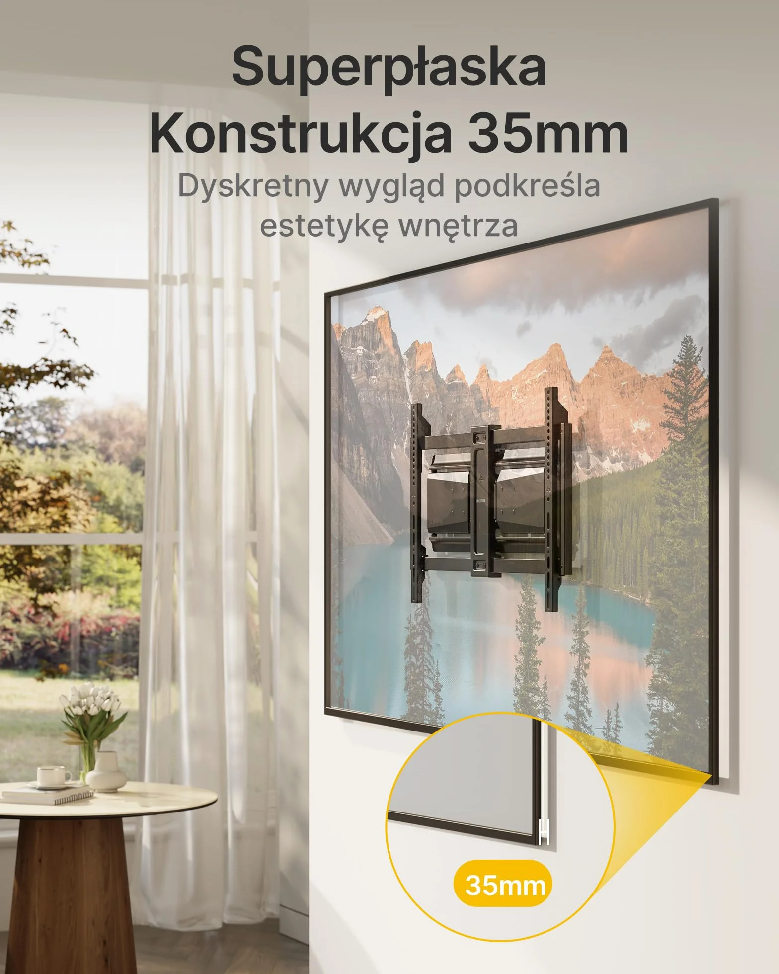 monTEK Ultra Slim Uchwyt Ścienny TV Heavy Duty 37-90" | Uchwyt TV z obrotem, pochyleniem i wysięgnikiem, do 85 kg, podwójne ramiona, VESA 600x400