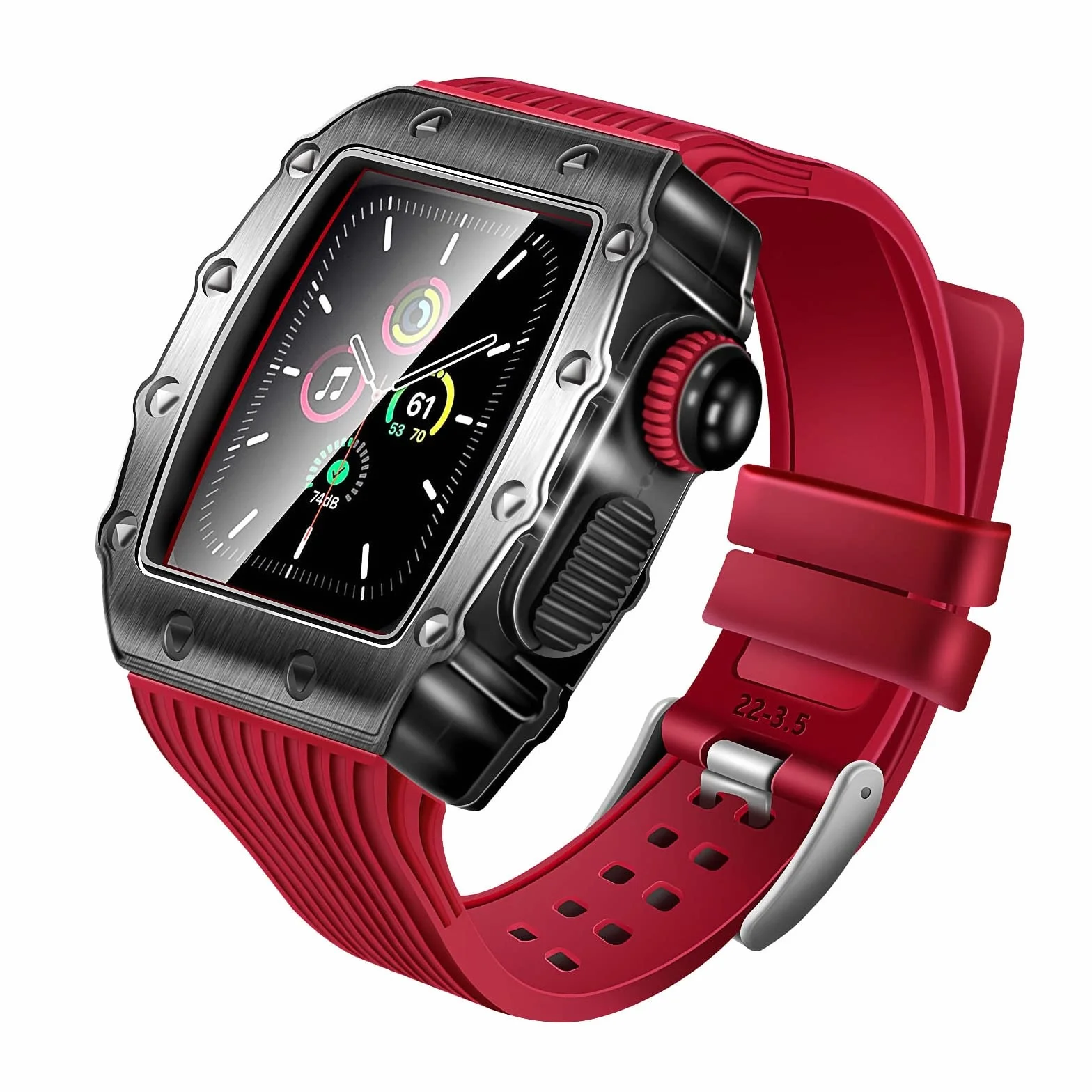 INFRI Hartowana folia metalowa obudowa silikonowy pasek 3 w 1 do zegarka Apple Watch 6 5 SE 44 mm do sportów na świeżym powietrzu inteligentny zegarek opaska na nadgarstek do iWatch 8 7 45 mm