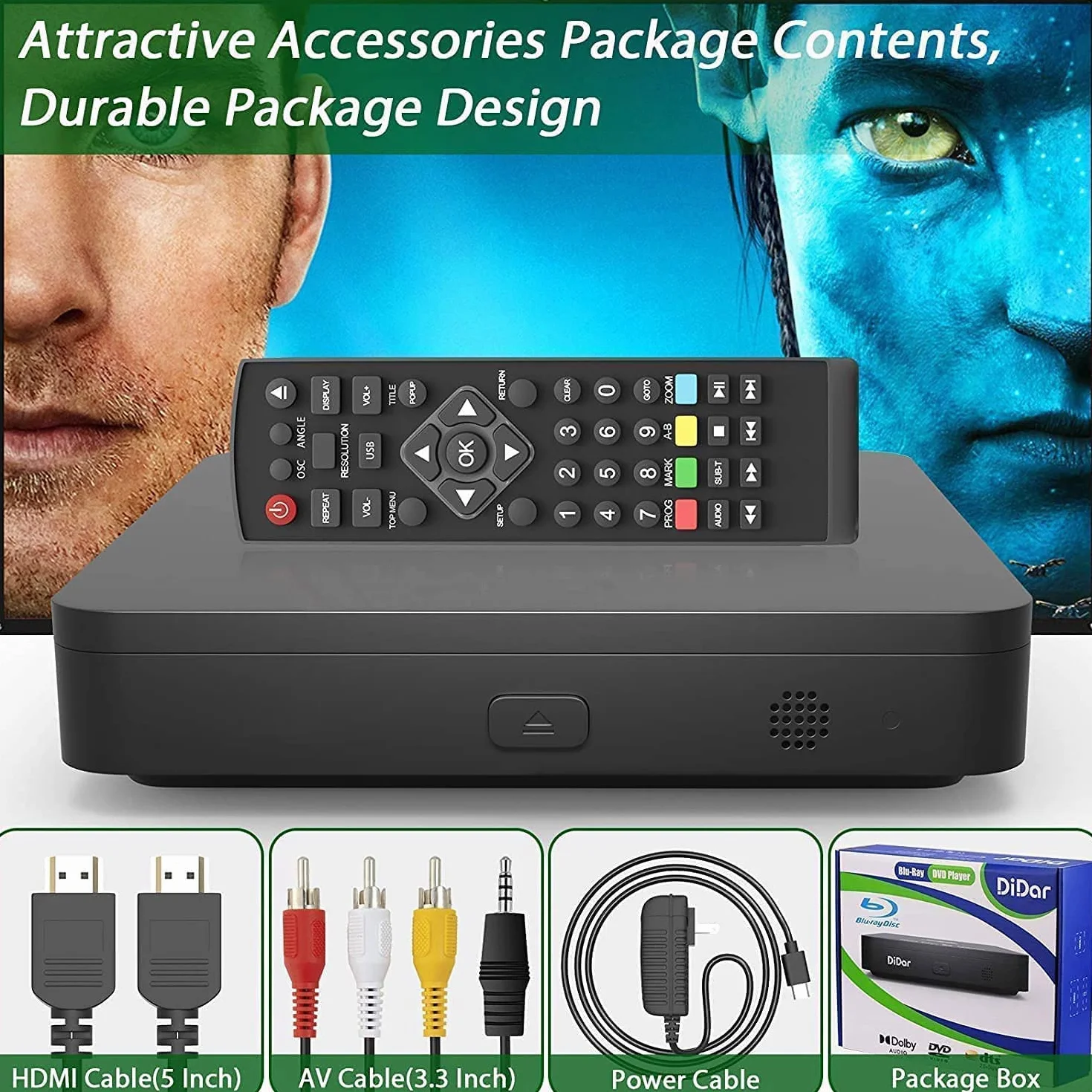 Odtwarzacz DVD Blu Ray, system dysku do kina domowego 1080p, odtwarzanie wszystkich płyt DVD i regionu B 2 Blu-rays, obsługuje maks. 128G