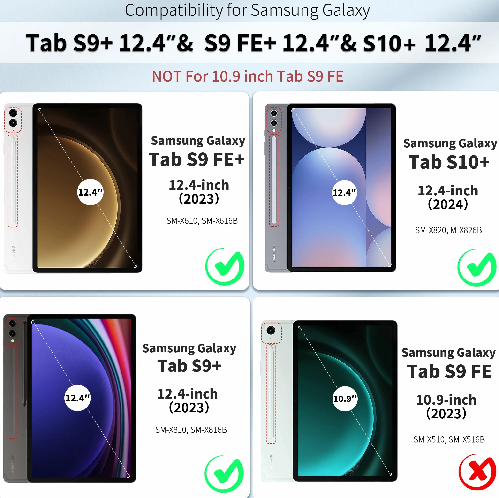 EasyAcc Etui do Samsung Galaxy Tab S10+, Galaxy Tab S9 FE+/S9 Plus 12,4 cala z uchwytem S Pen - ultra cienkie z funkcją stojaka Slim PU skórzane etui ochronne, niebieskie gwiazdy