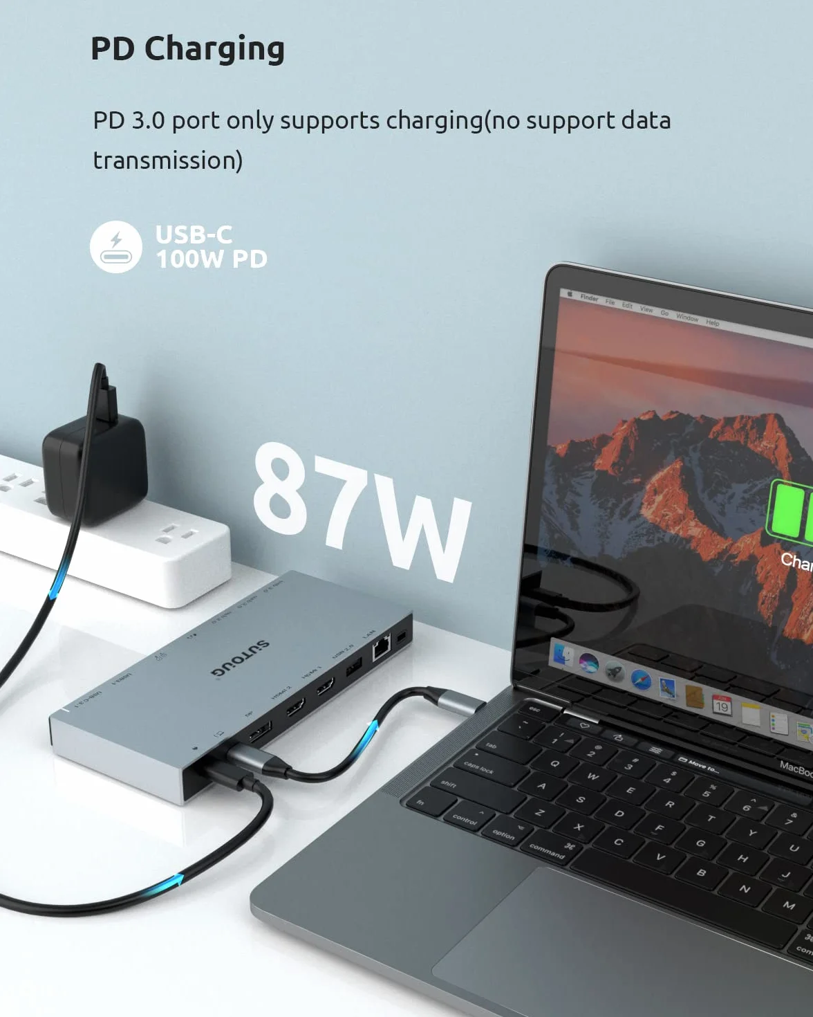 Stacja dokująca, SUTOUG 15 w 1 USB C stacja dokująca 3 monitory z 2 HDMI 4K, DisplayPort, USB 3.1/USB-C Data 3.0, kompatybilna z Windows i MacOS