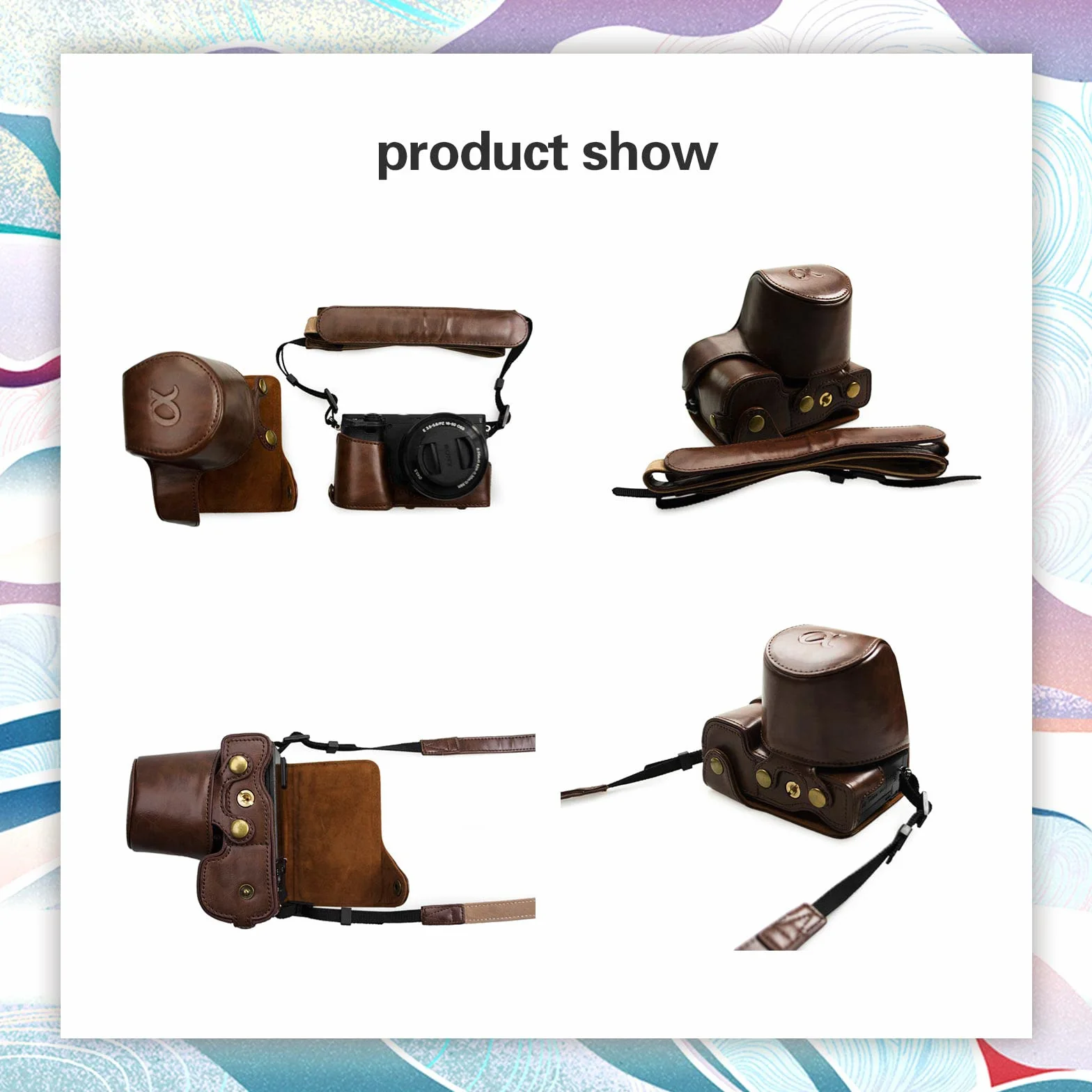 kinokoo Sony A6400 etui ze skóry PU, etui ochronne, kompatybilne z Sony A6400 A6100 A6000 A6300 z obiektywem 16-50 mm, kolorowe, kawa