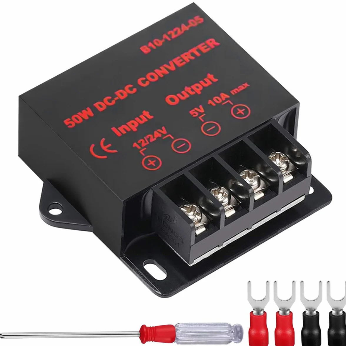 DC-DC Przetwornica Step Down 12V/24V na 5V 10A 50W, przetwornica obniżająca napięcie, transformator konwerter Buck, wysoka sprawność konwersji dla pojazdów