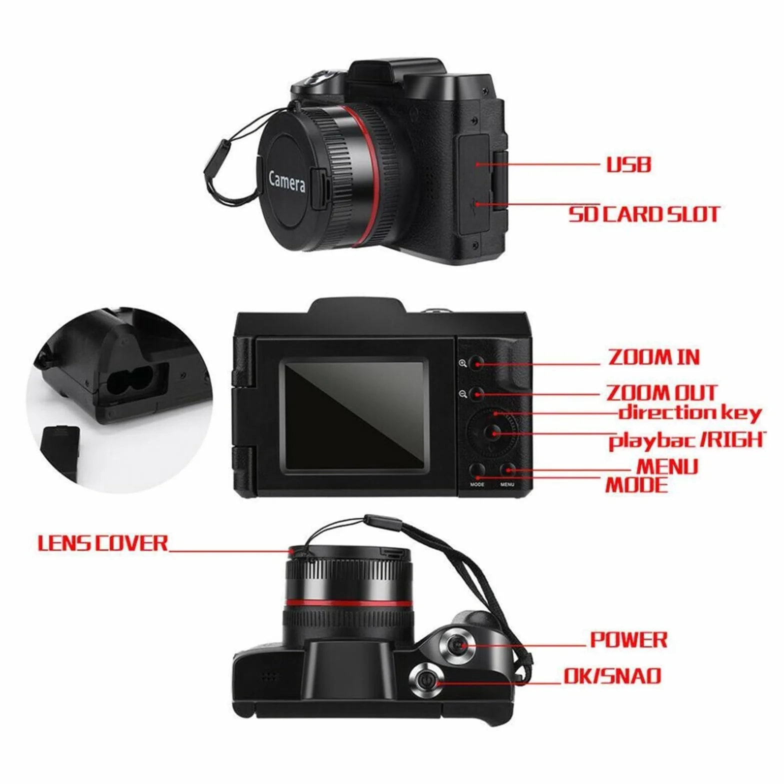 Kamera 1080P 16MP Video Vlogging Flip Selfie Camera Anti-shock DV Camcorder Z łatwością Uchwyć Wspaniałe Chwile