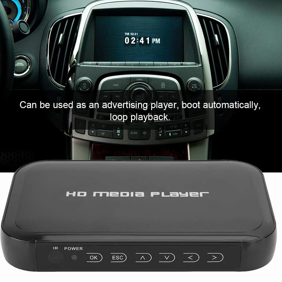 Odtwarzacz multimedialny Full HD HDMI Media Player obsługuje 1080P, kompatybilny z VGA AV USB SD MMC, video/foto/muzyką do RCT TV, monitorów, samochodów