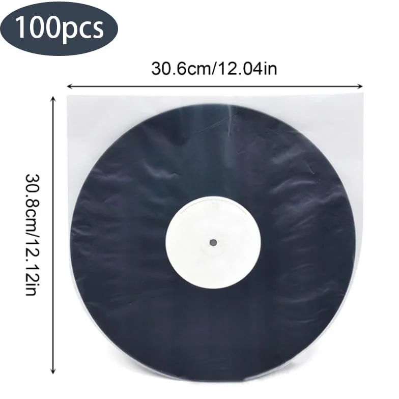 100 sztuk winylowych koszulek ochronnych, półprzezroczyste, Lp, antystatyczne, winylowe, do płyt gramofonowych, 40 cm, najlepsza ochrona, mleczny biały, etui winylowe
