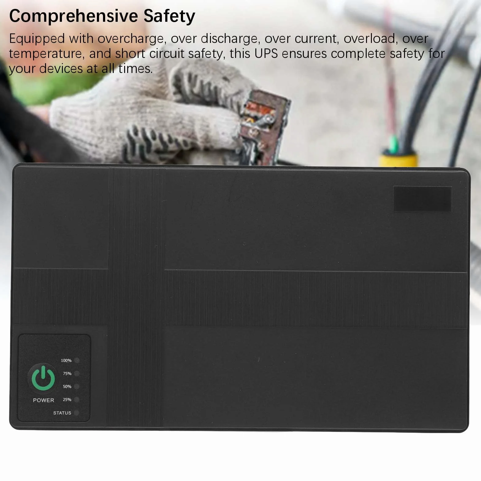 Kompaktowy UPS Battery Backup 20000 MAh Nieprzeprzepuszczalny Zasilacz dla Aparatu ROUTER MP3 MP4 Odtwarzacz o Uniwersalnej Kompatybilności dla Podróżników 1 Paczka (Wtyczka UE 100–240 V.)