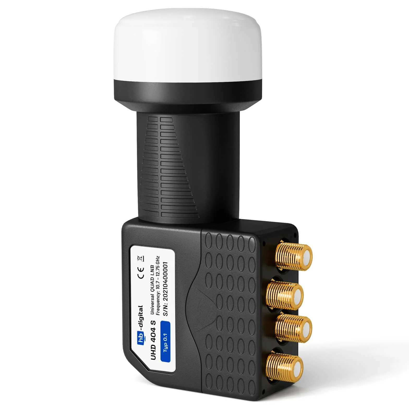 HB-DIGITAL Quad LNB LNC 4 uczestników bezpośredni ✨ Full HD TV 3D 4K czarny Black ■ styki pozłacane ■ ochrona przed warunkami atmosferycznymi (wyciągana)