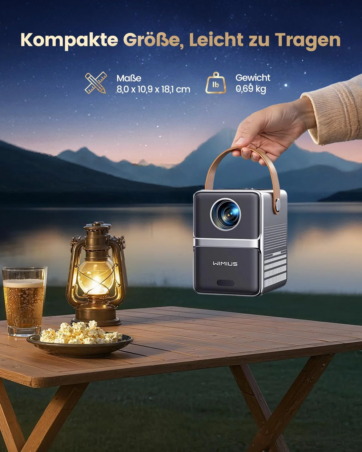 Mini projektor 4K [Netflix Official|Dolby Audio] inteligentny projektor z WiFi6 2-drożny Bluetooth Full HD 1080p, elektryczna ostrość, pionowa korekcja trapezu, projektor z krótką odległością