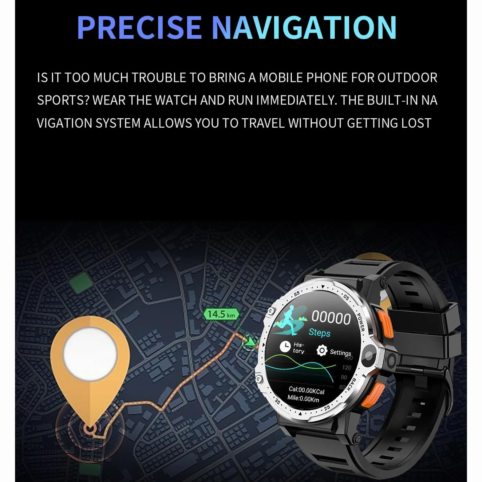 Sportowy inteligentny zegarek 4G, Android 8.1 SIM, z podwójną kamerą, pulsometrem, nawigacją GPS, trybami Multi-Sport, płatność offline, prezenty dla mężczyzn