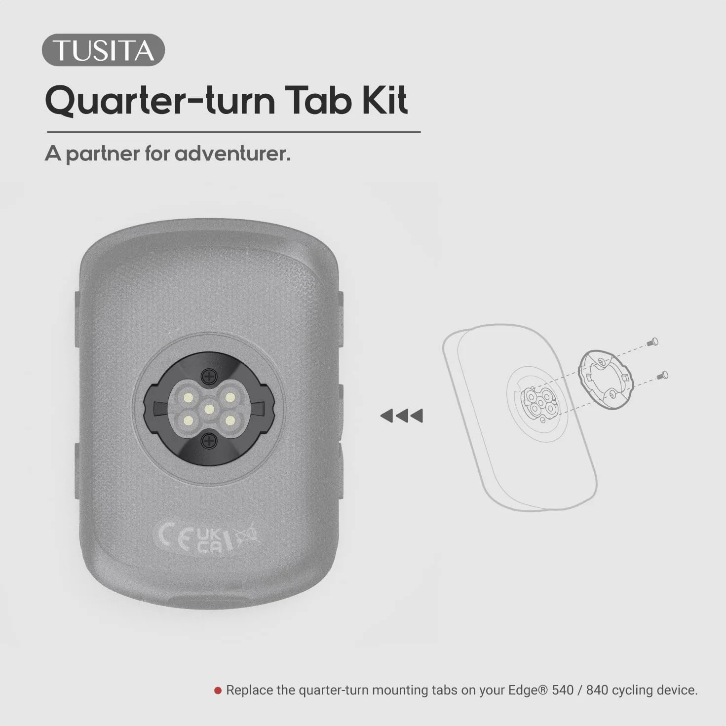 TUSITA S00-02030-00 Zestaw Zaczepów ćwierćobrotowych Kompatybilny z Garmin Edge 540 840 GPS, 2 Sztuki