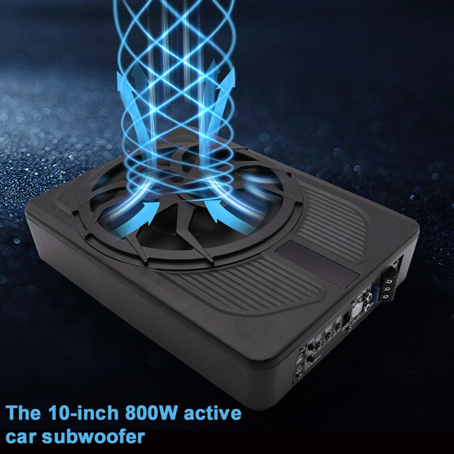 Akozon Subwoofer samochodowy o dużej mocy, 800 W, aktywny subwoofer, wbudowany wzmacniacz z regulatorem głośności, niebieskie światło LED do samochodów ciężarowych, SUV-ów, kamperów, 25 cm