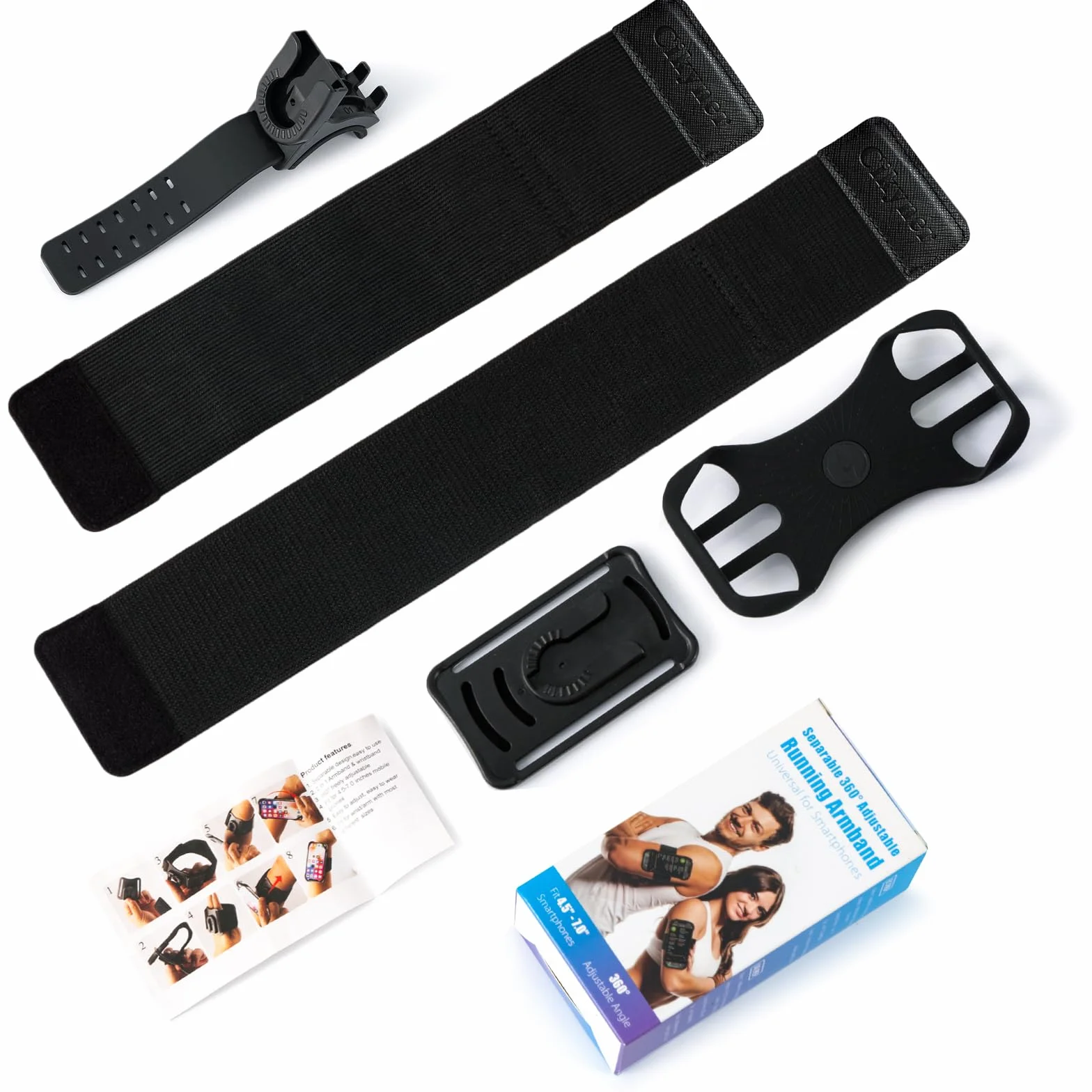 Cikyner Opaska do biegania 3 w 1 Uchwyt na telefon 360° Obrotowa dla 4,5-7'' iPhone Huawei