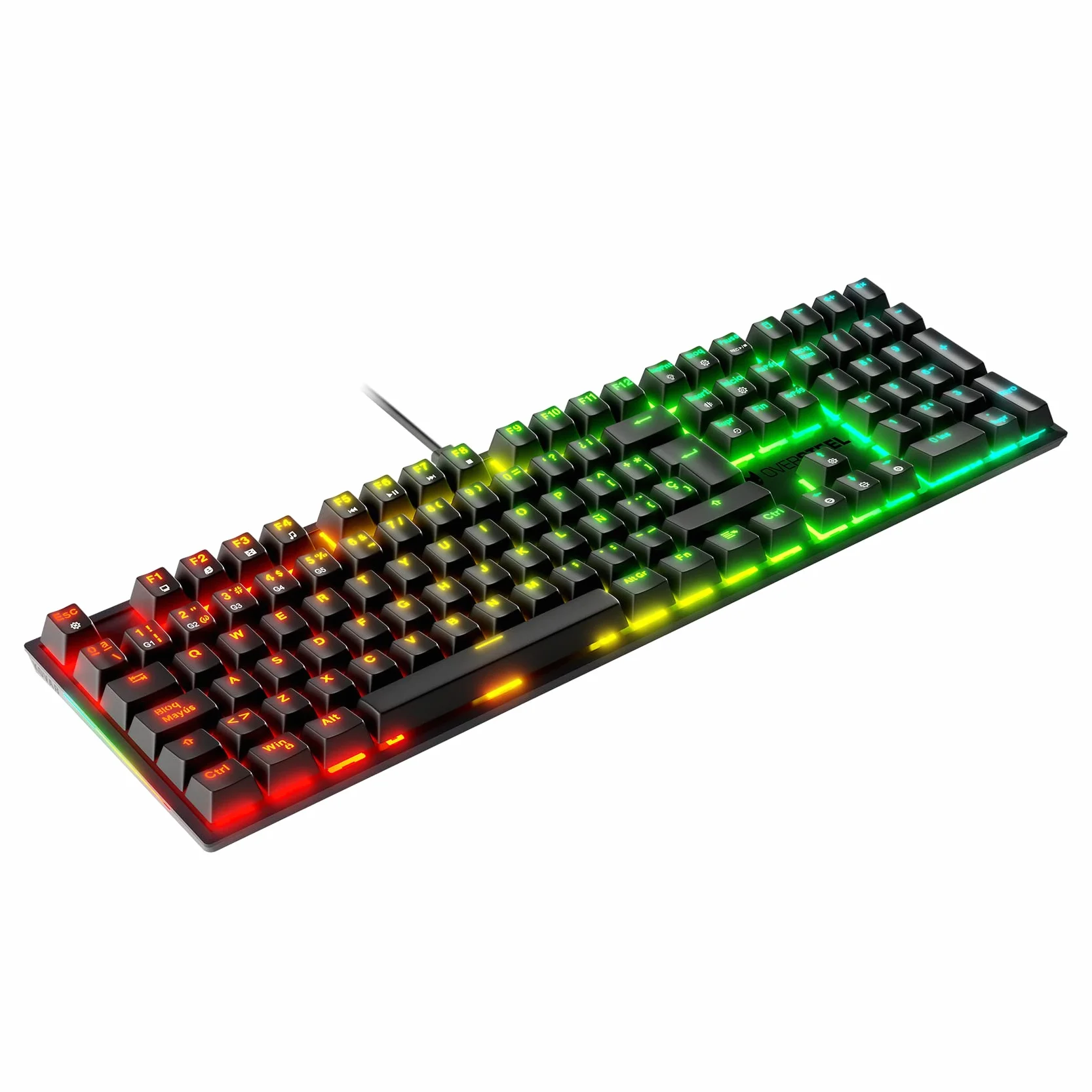 Oversteel - KOVAR Klawiatura gamingowa USB, podświetlenie RGB, przełączniki mechaniczne Outemu Blue, Anti-Ghosting, układ hiszpański PC/MAC/Android
