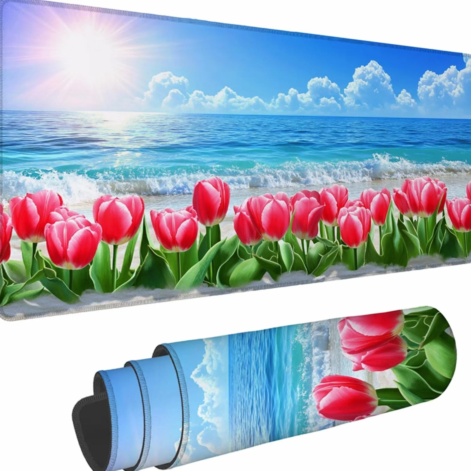 Gamingowa podkładka pod mysz 1200 x 600 x 3 mm, XXL, wodoszczelna, odporna na ścieranie, z przyszytymi krawędziami, niebieska, podkładka na biurko, poprawia prędkość i precyzję pod laptopa, komputer