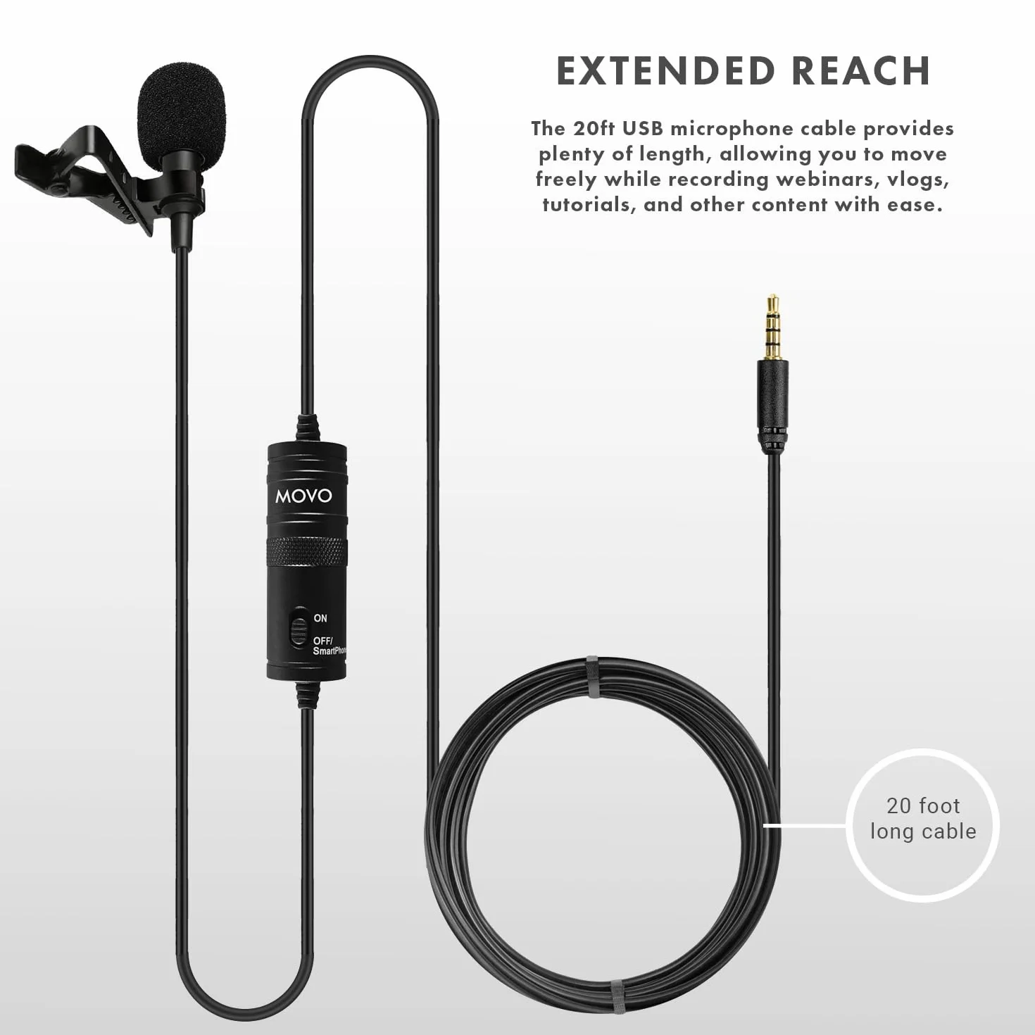 Movo Lavalier USB Mikrofon do Komputera 6m