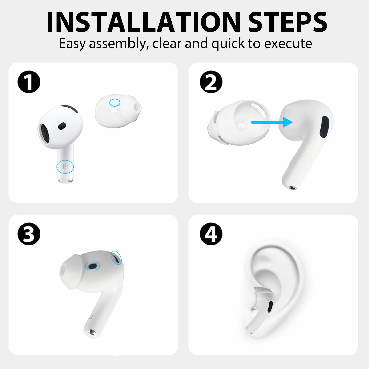 Adhiper 3 pary zamiennych silikonowych zatyczek do słuchawek AirPods 4 [nie pasują do etui ładującego], ultra cienkie, antypoślizgowe wzornictwo z torbą do przechowywania (białe)
