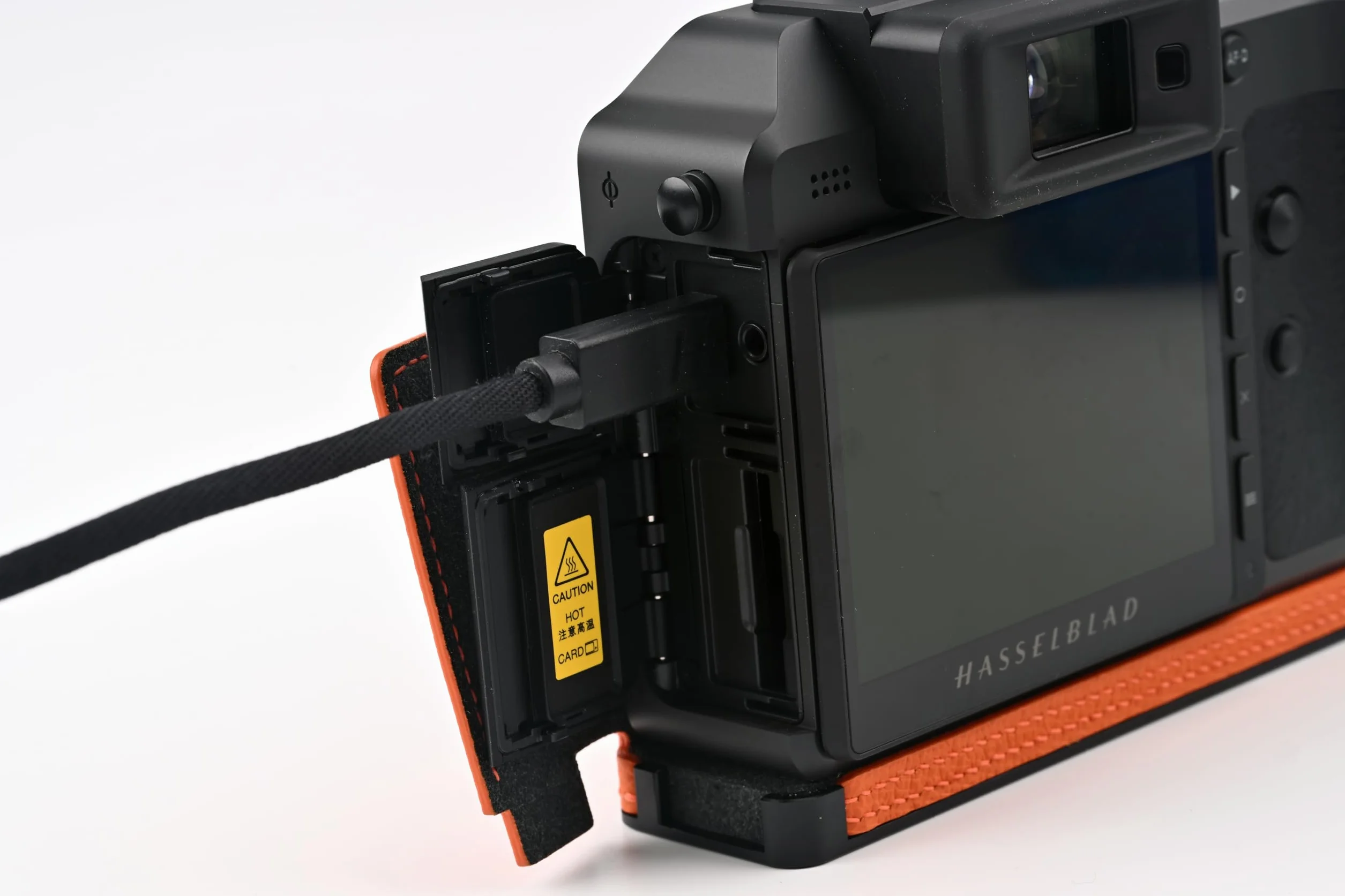 Ręcznie wykonane etui na aparat z prawdziwej skóry do etui Hasselblad X2D2/X2D II - górna warstwa korpusu ze skóry bydlęcej + metalowa płyta podstawy + uchwyt ręczny wzór 3 w 1 (pomarańczowy)