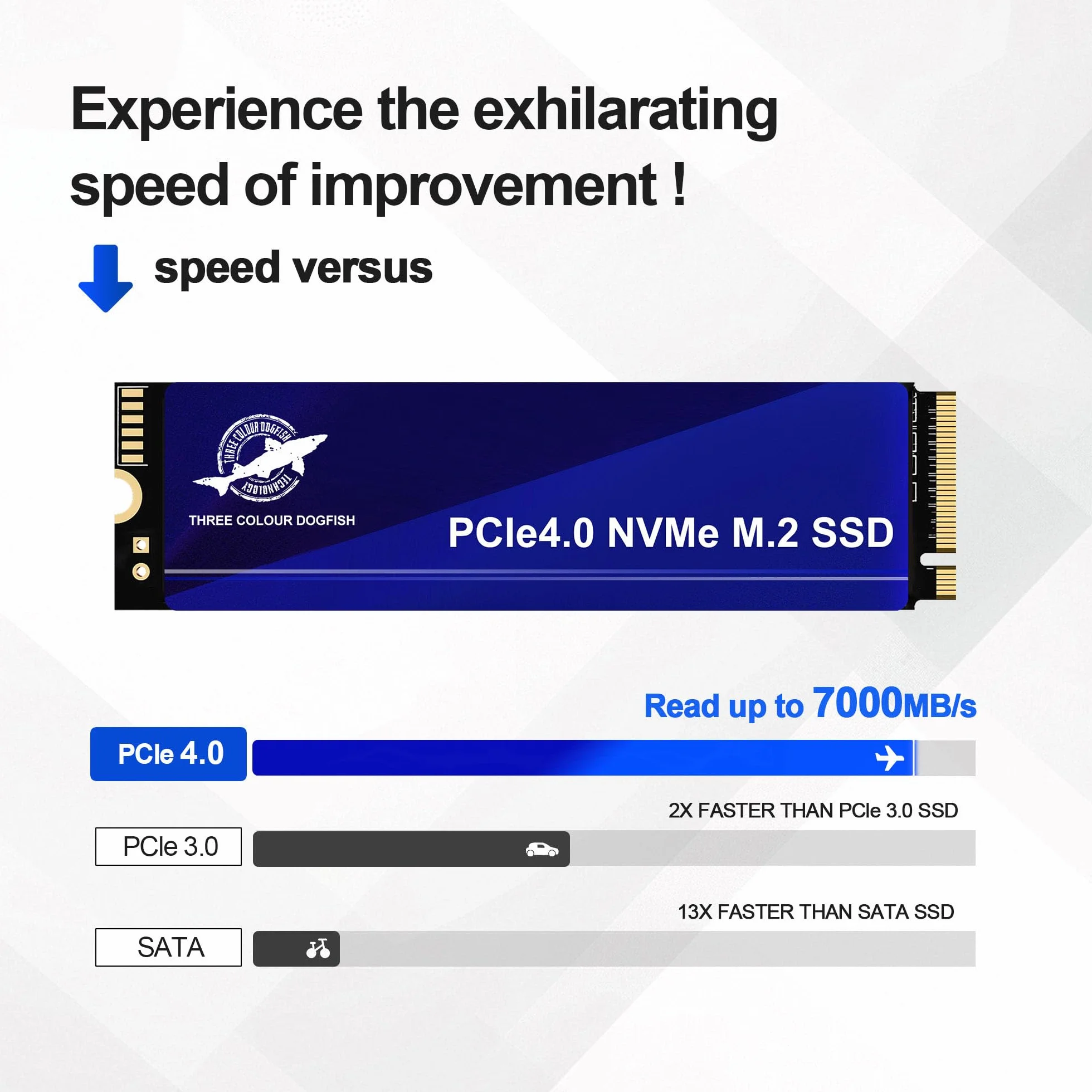 Dogfish 2 TB wewnętrzny dysk SSD M.2 PCIe 4.0 NVMe 2280 Gen 4x4 do 7000 MB/s 3D NAND Flash M Key, rozszerzenie pamięci do komputera stacjonarnego, laptopa ps5