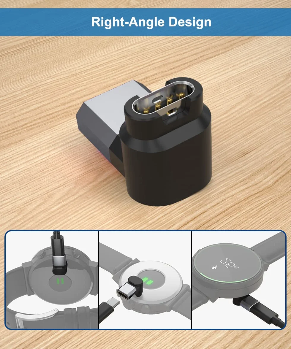 Itramax Adapter Ładowarka USB-C 3Pack,9 stopni Typ C Kabel Konwerter Kompatybilny z Gar/min Fenix 7/7S/7X/6/6S/6X/5/5X,Forerunner 245/745/945/265,Instinct 2/2S,Vivoactive 4/4S/3,Venu X1/2/2S/Sq,Epix 2