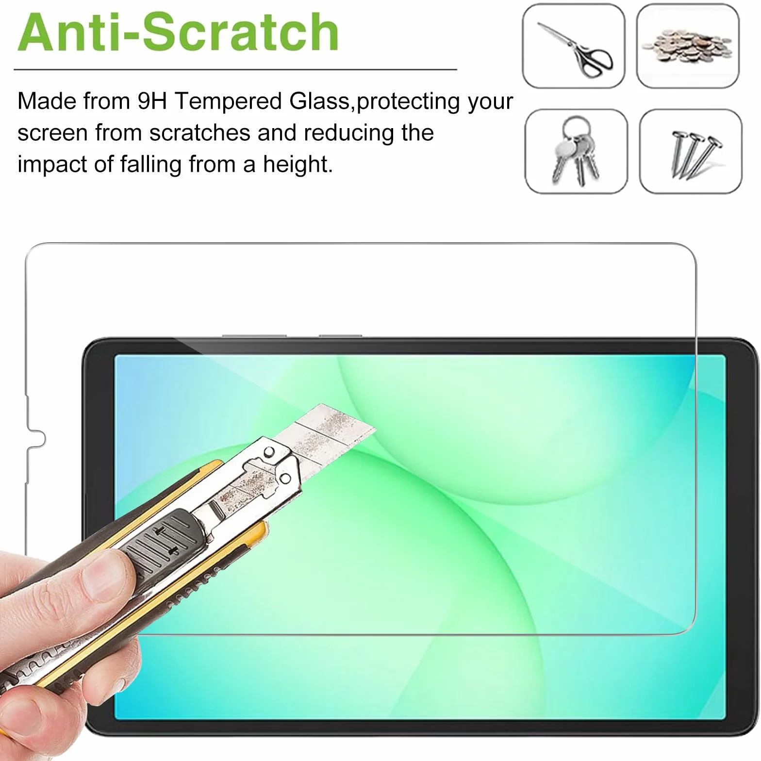 [2 sztuki folii ochronnej do Samsung Galaxy Tab A11 / A9 8,7 cala pancerna ochrona szkło z ramą, folia ochronna na wyświetlacz HD, odporna na zarysowania