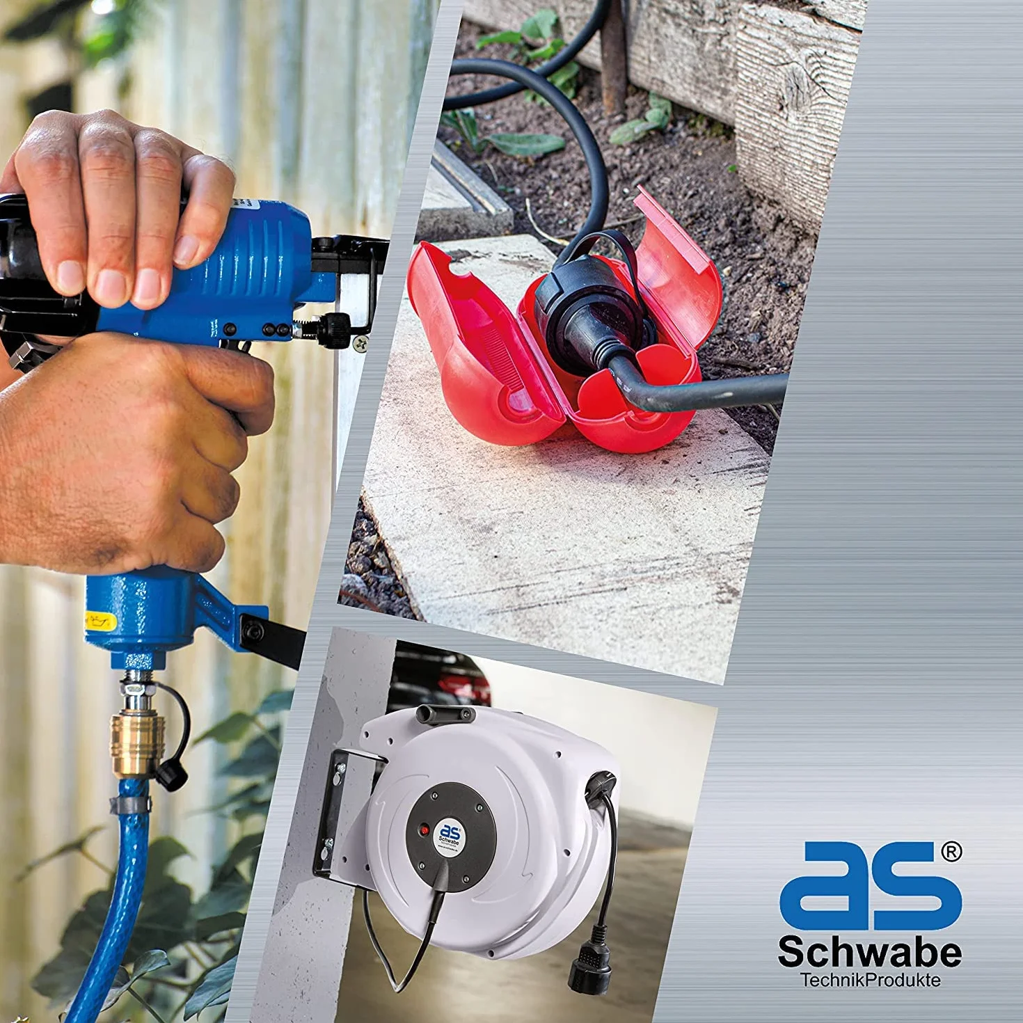 as - Schwabe 60305 Gumowy Przedłużacz z Wtyczką Ochronną, IP44, 230 V/16 A, Długość Kabla 5 Metrów, Czarny