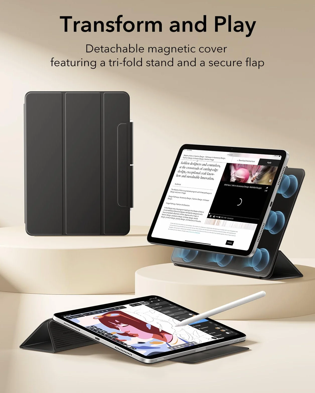 ESR Magnetyczne Etui na iPad Air 4 2020 10,1 cala Czarny