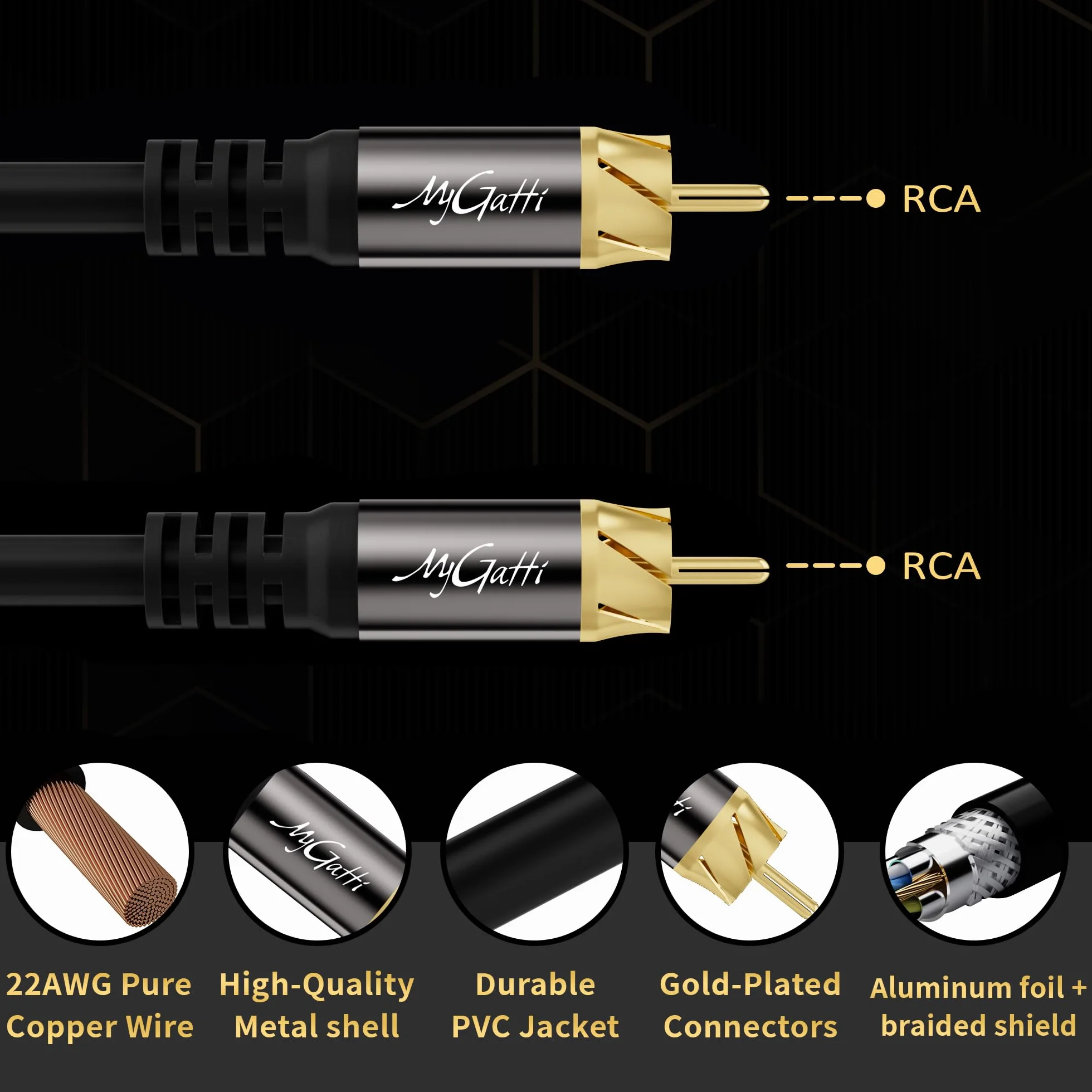Kabel RCA na RCA S/PDIF cyfrowy koncentryczny cynkowana miedź podwójnie