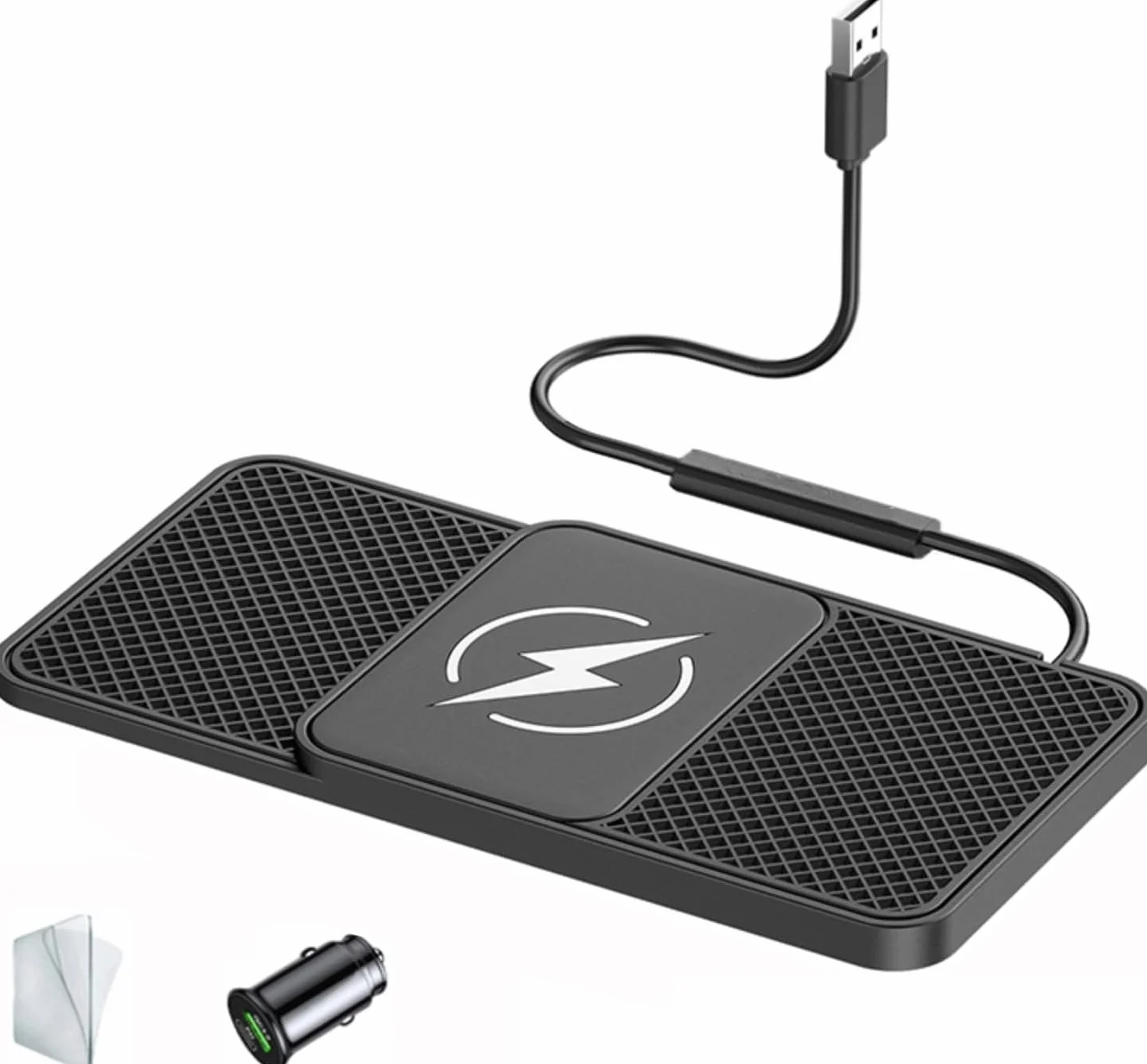 Bezprzewodowa ładowarka samochodowa do VW T-Cross Tiguan/Tiguan L/Tayron/Tayron X, typ C/USB 20 W, adapter do szybkiego ładowania samochodu, antypoślizgowa podkładka do ładowania telefonu