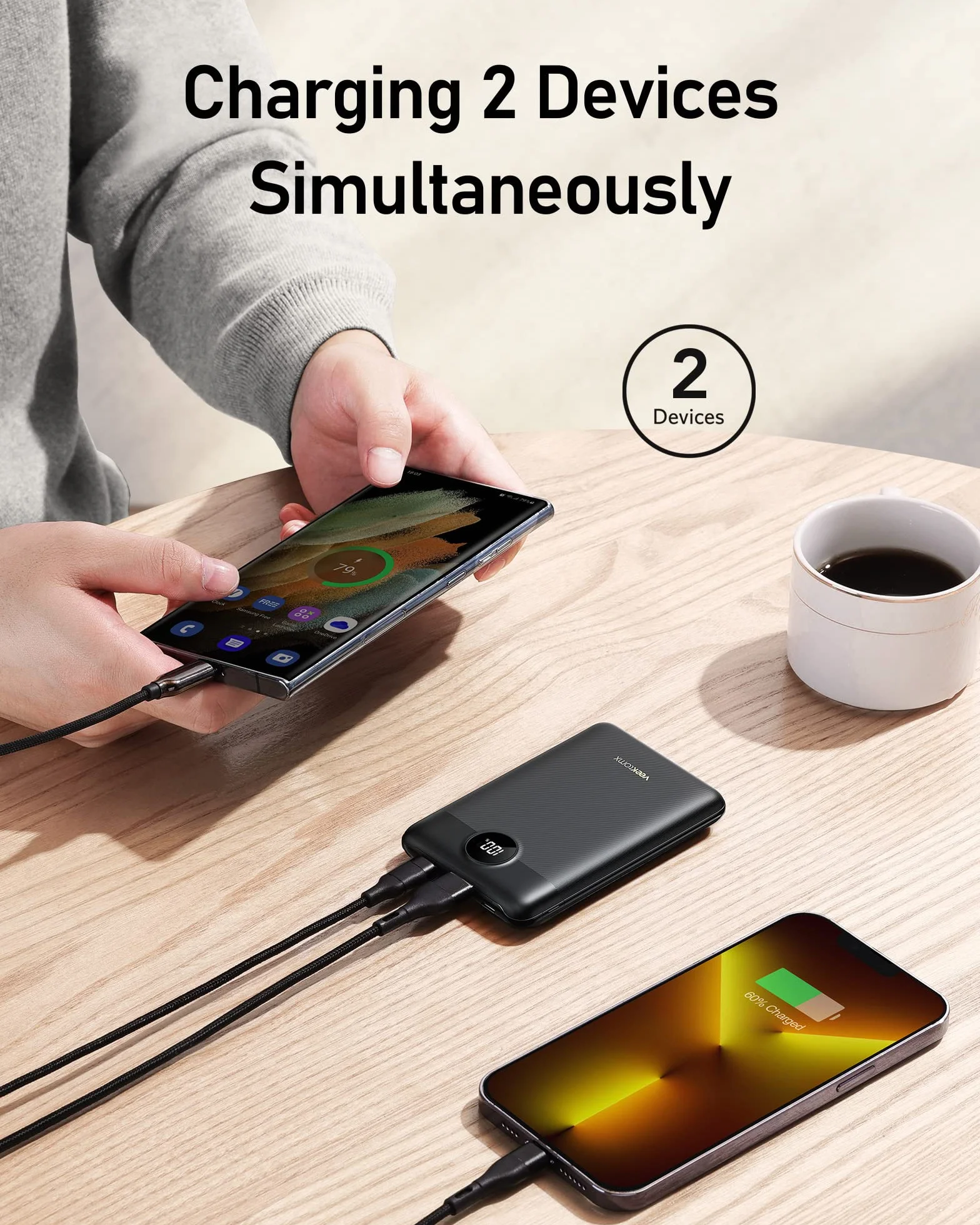 VEEKTOMX Mini Power Bank 10000mAh Mały Power Bank 22.5W Quick Charge, PD 3.0 Szybkie Ładowanie Zewnętrzne Bateria, Podwójne Wyjście Ultra Kompaktowa Ładowarka Kompatybilna iPhone 14/Sumsang s22/Xiaomi