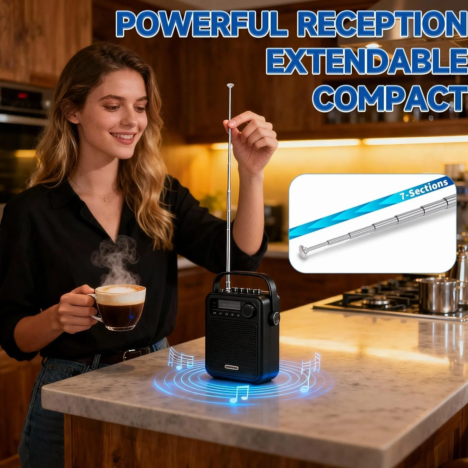 Bingfu DAB FM UKW antena radiowa 75 Ohm Unbal antena teleskopowa antena pokojowa kompatybilna z Yamaha Denon Pioneer Marantz Bose Wave system muzyczny odbiornik stereo wewnętrzny odbiornik