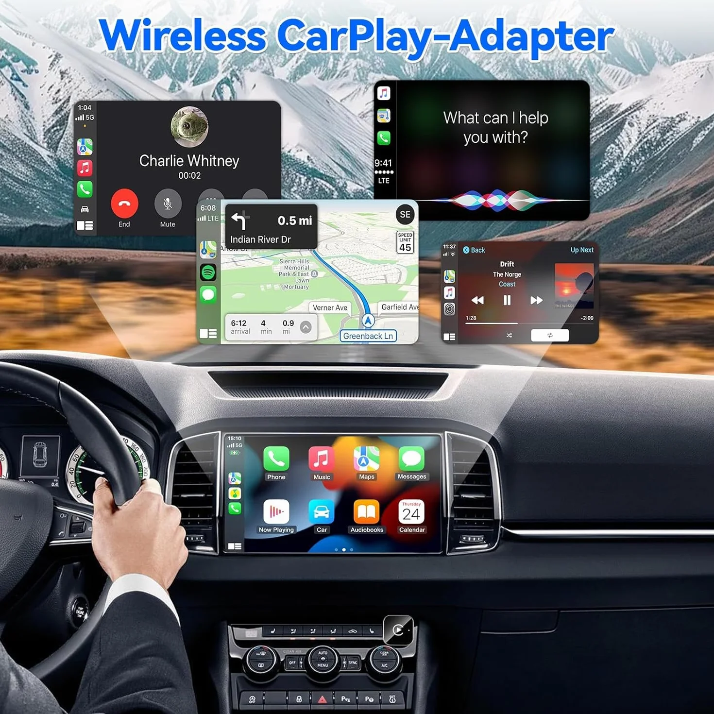 Bezprzewodowy adapter CarPlay – Ulepsz swoje CarPlay do wersji bezprzewodowej, mini USB do samochodów z przewodowym systemem Apple, Plug & Play, szybkie i stabilne połączenie dla iPhone