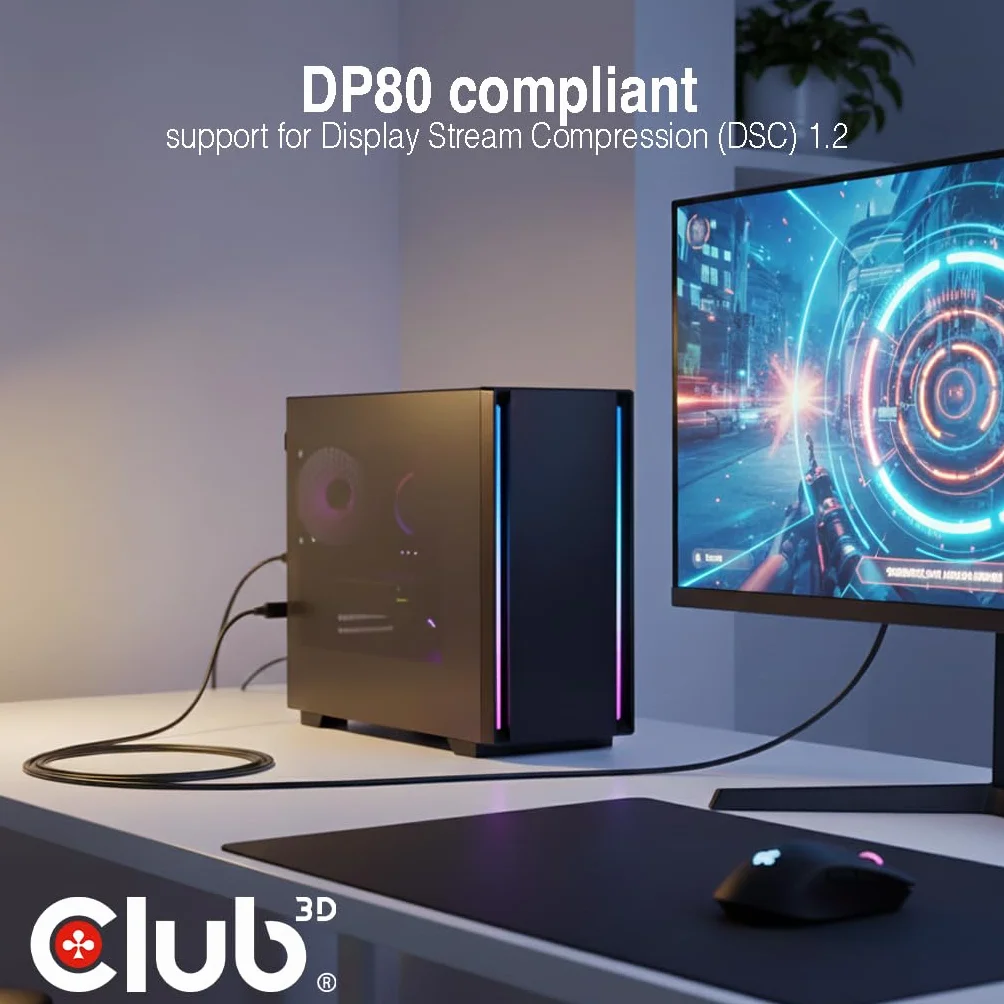 CLUB3D USB Type-C do DISPLAYPORT DP80 BIDIRECTIONAL VESA Certified Cable 1M/3.28 FT - Kabel - Cyfrowy/Daten Kabel USB