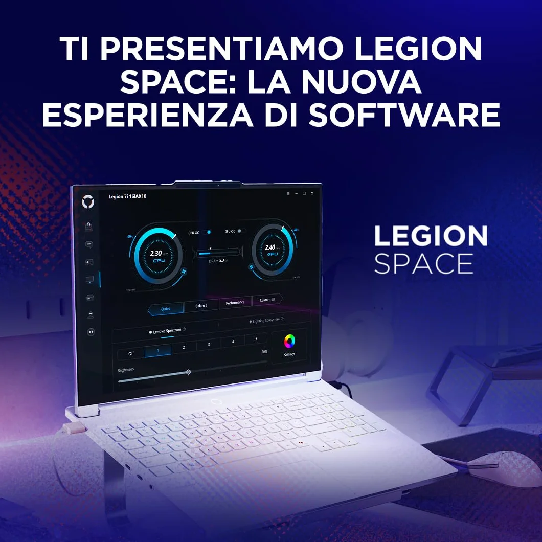 Lenovo Legion 7 Laptop do gier, wyświetlacz OLED WQXGA 16" 240 Hz, Nvidia GeForce RTX 5060 8GB, Intel Core Ultra 7 255HX, RAM 32 GB, SSD 1T, Windows 11 Home, włoska klawiatura RGB - Glacier White