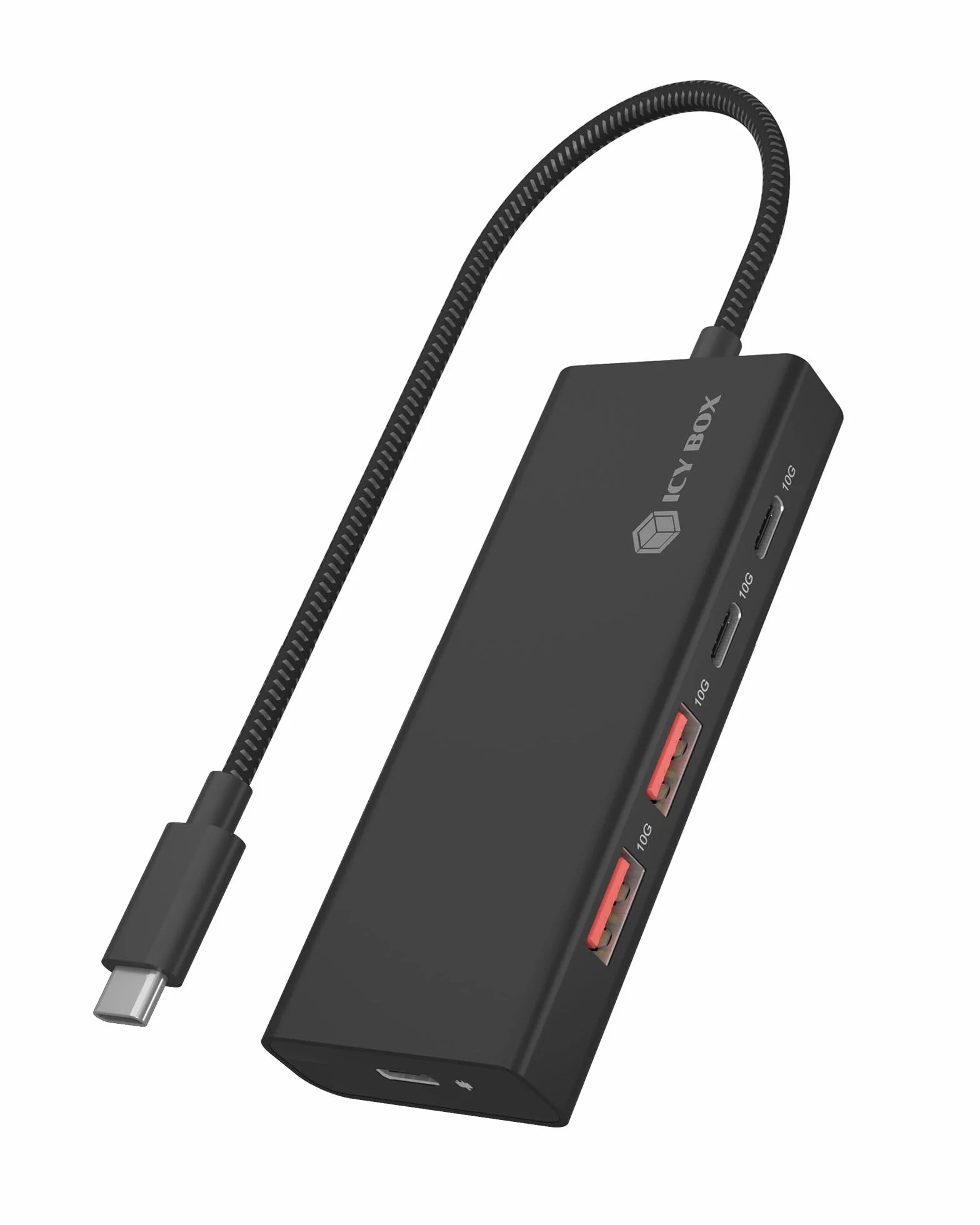 ICY BOX USB 3.2 Gen 2 HUB (10 GB/s), 4 x USB 3.2 (2X USB-A i 2X USB-C), 100 W Power Delivery, aluminium, wraz z kablem 30 cm, IB-HUB1436-CPD