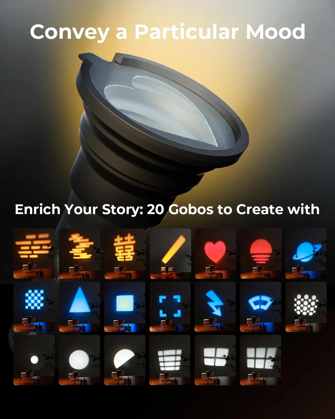 SMALLRIG RGB LED Photography Flashlight, 7500mAh, Stop Aluminium, Wzorzyste światło Otoczenia, 4-kolorowe światło Wypełniające z 20 Wzorzystymi Filtrami światła, Akcesoria RF10C - 4634 | Lampa nastrojowa ze stopu aluminium, wypełnij światło z 20 filtrami