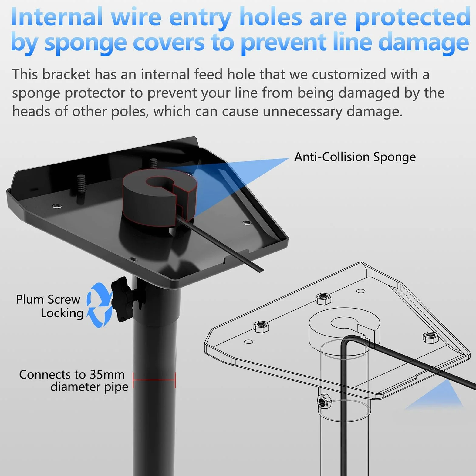 Uchwyt, Regulowany Uchwyt Wieloprzegubowy 160°, Obrotowy Adapter Górny 360° Antenowy z bezpieczną konstrukcją, Idealny do Montażu Anten V3 Gen3 na ścianie, Dachu, Okapie i Słupie