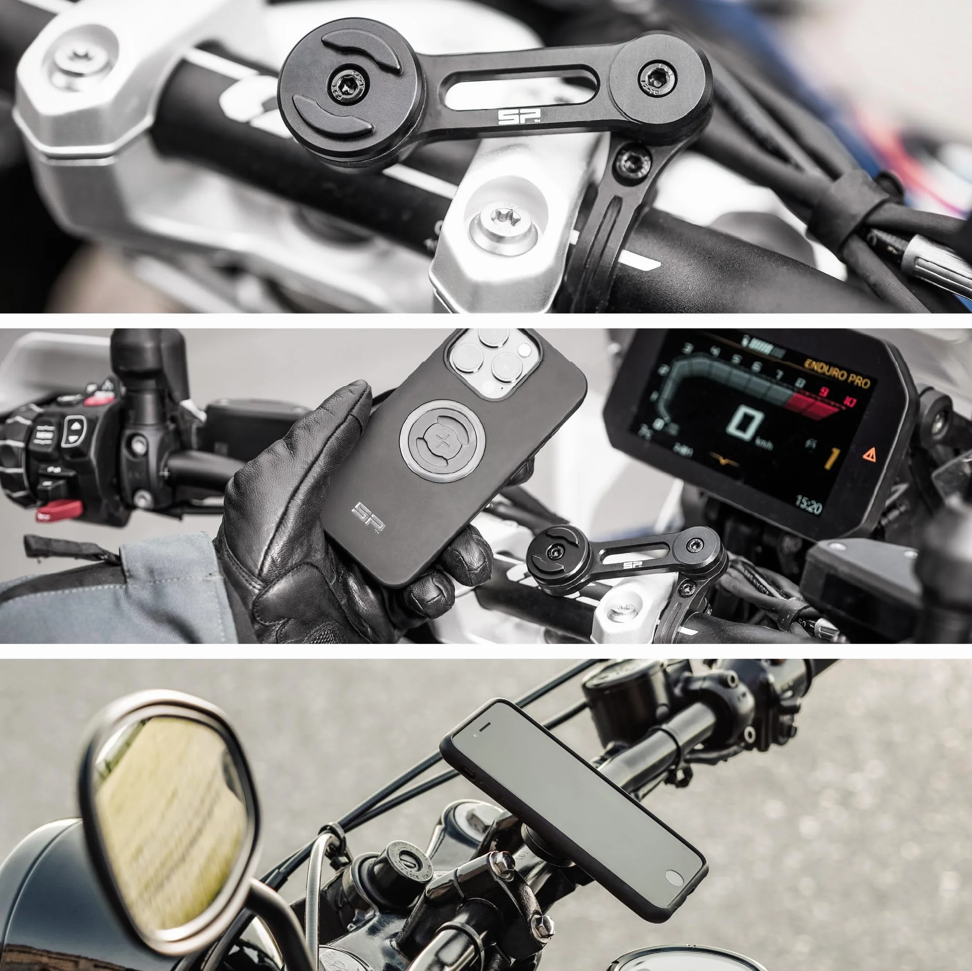 SP CONNECT SPC+ uchwyt na telefon komórkowy, wodoszczelny uchwyt na telefon komórkowy, do motocykla, motoroweru, skutera, akcesoria do wszystkich smartfonów, takich jak iPhone Samsung, uchwyt na gadżet do nawigacji