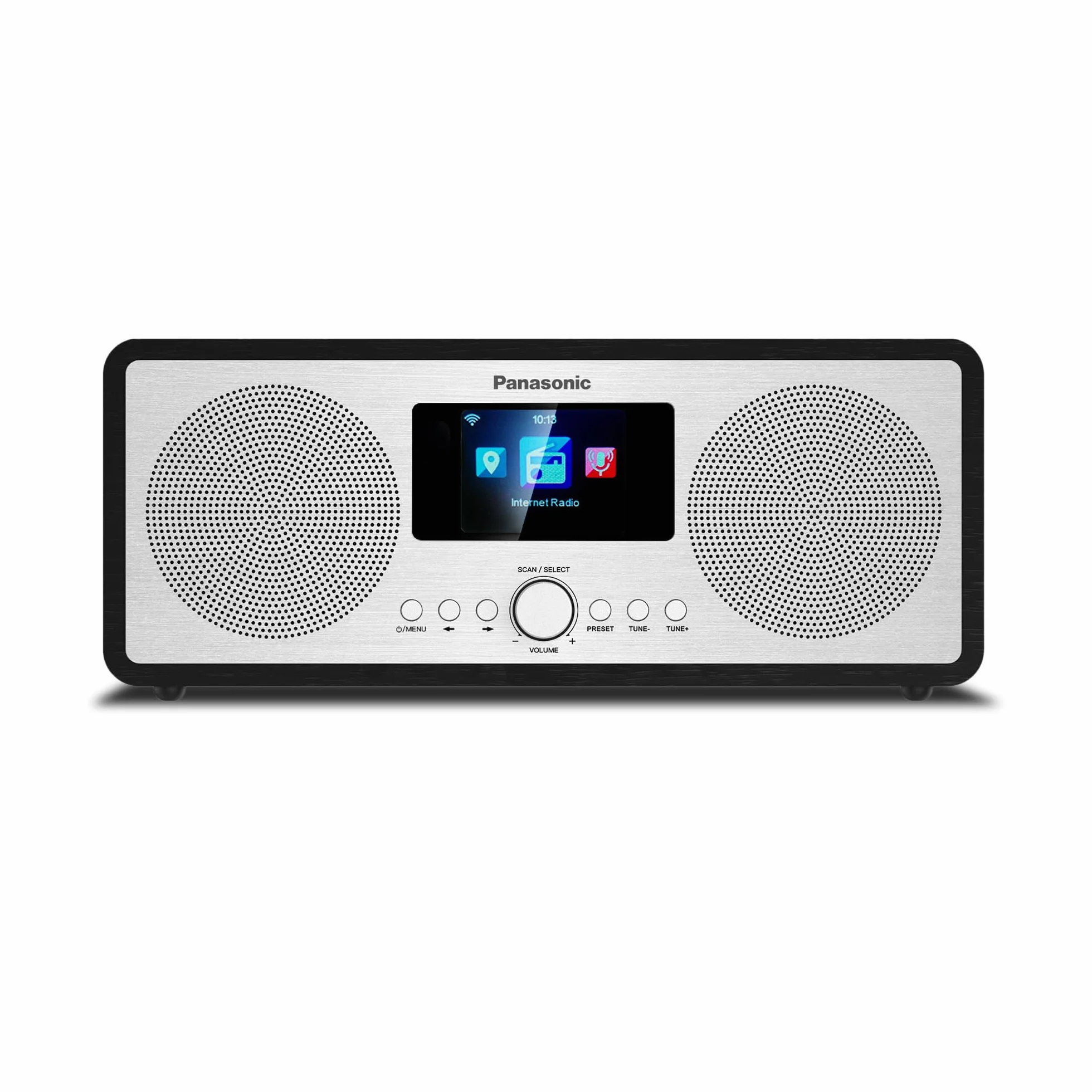Panasonic RF-D40EGK-K radio internetowe i DAB+/FM z Bluetooth, 6 W, głośnik 7,5 cm, kolorowy wyświetlacz TFT 2,4 cala, budzik i timer zasypiania, pilot zdalnego sterowania, USB, Wi-Fi, czarny